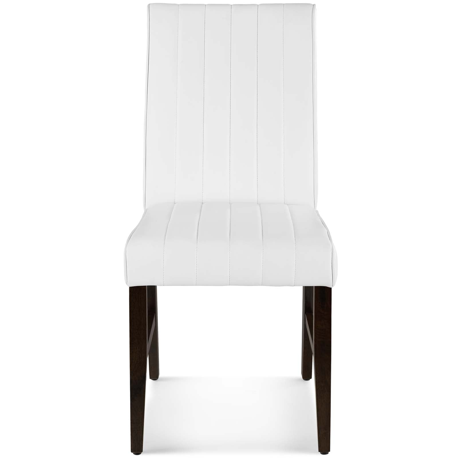 Modway Dining Chairs - Motivate Channel Tufted Upholstered Faux Leather Dining Chair ( Set of 2 ) White