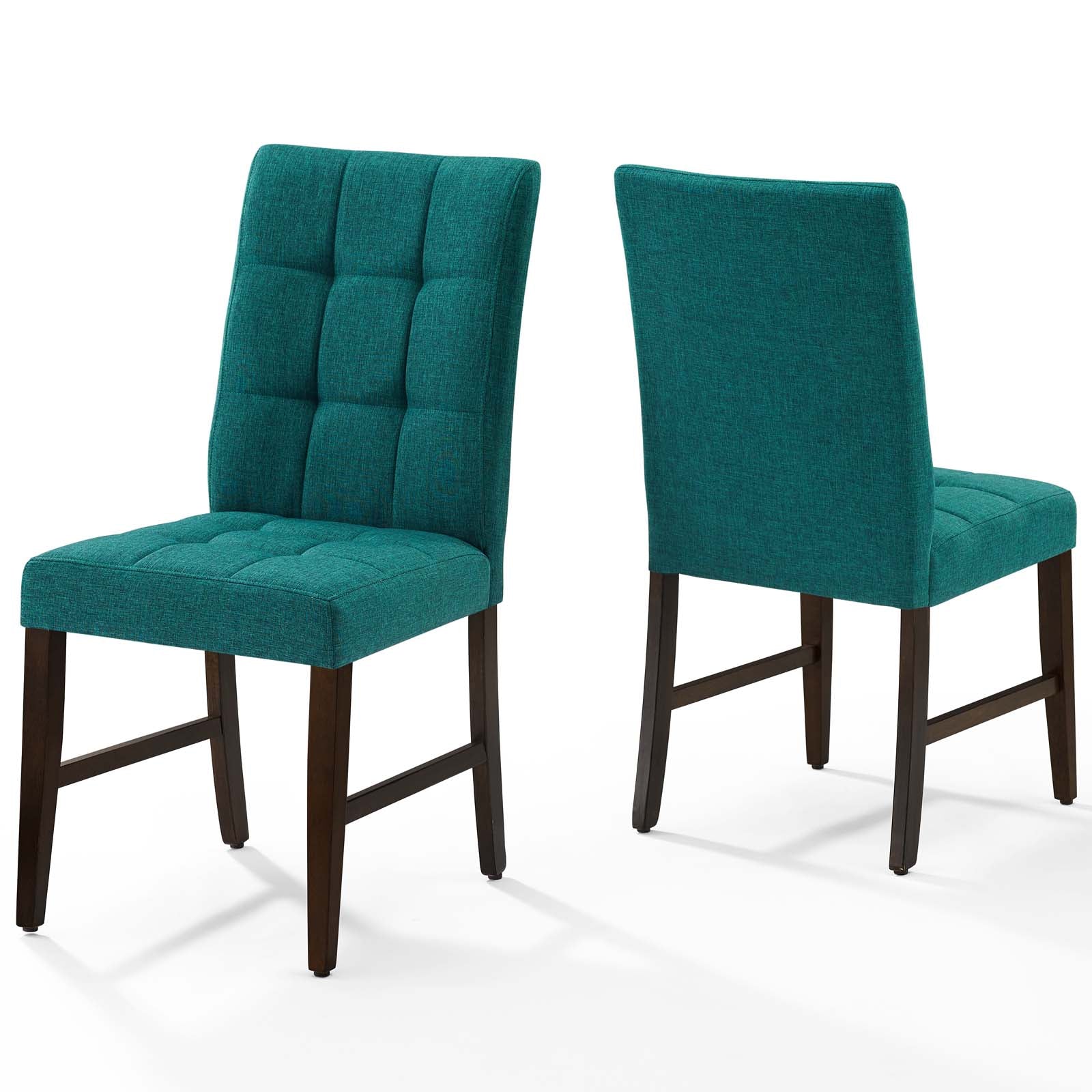Modway Dining Chairs - Promulgate Biscuit Tufted Upholstered Fabric Dining Chair Set Of 2 Teal