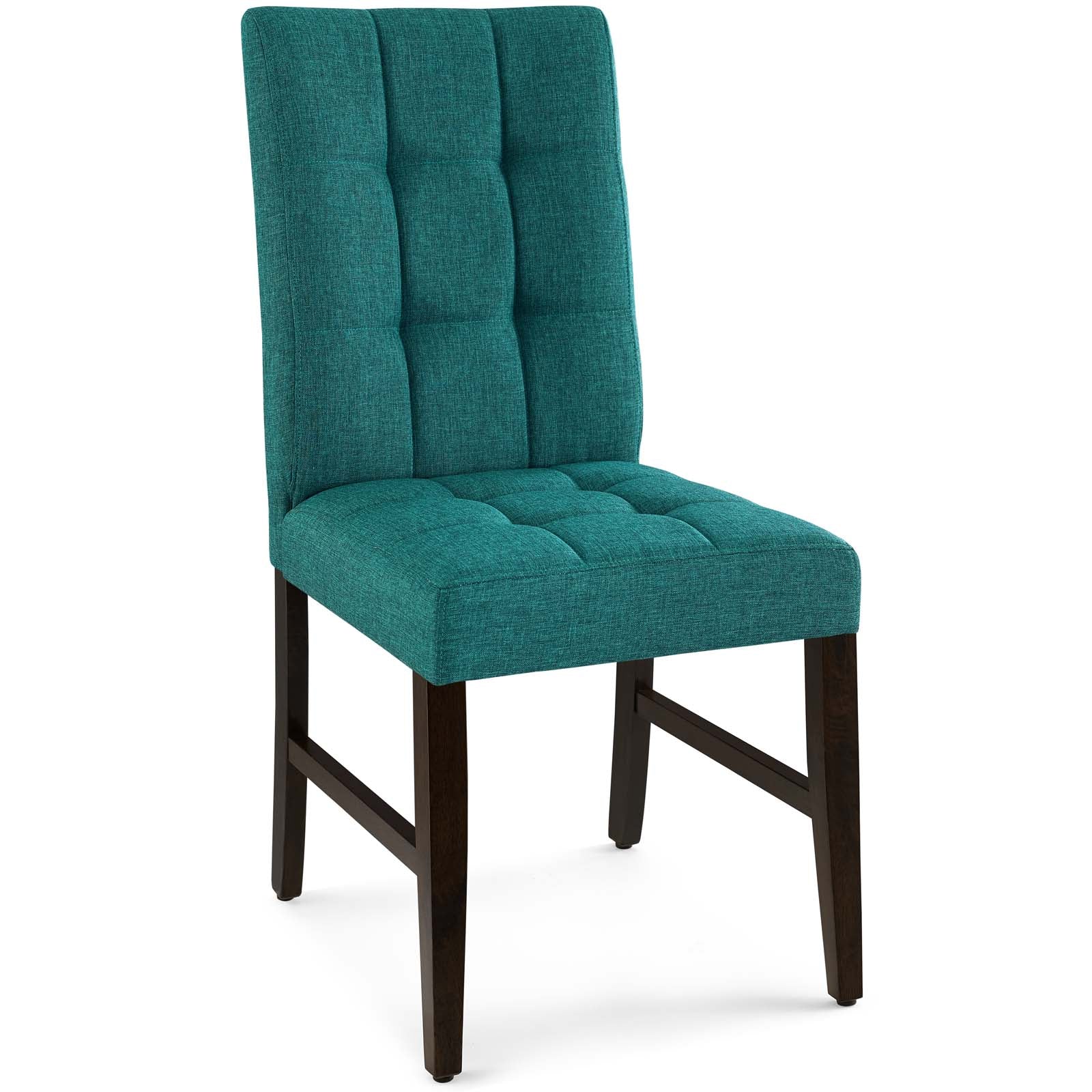 Modway Dining Chairs - Promulgate Biscuit Tufted Upholstered Fabric Dining Chair Set Of 2 Teal