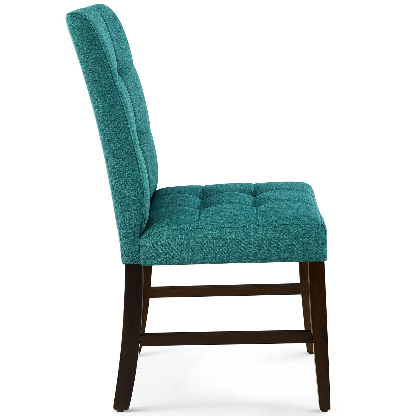 Modway Dining Chairs - Promulgate Biscuit Tufted Upholstered Fabric Dining Chair Set Of 2 Teal