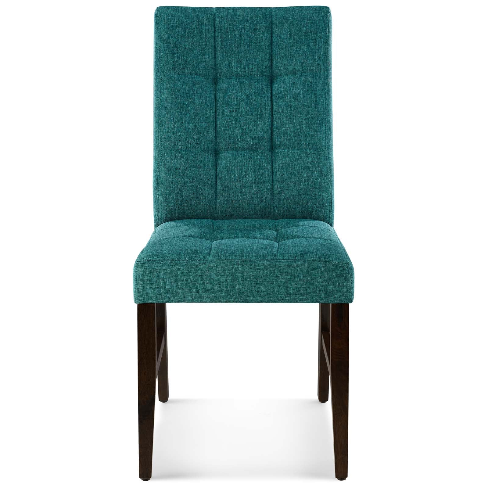 Modway Dining Chairs - Promulgate Biscuit Tufted Upholstered Fabric Dining Chair Set Of 2 Teal