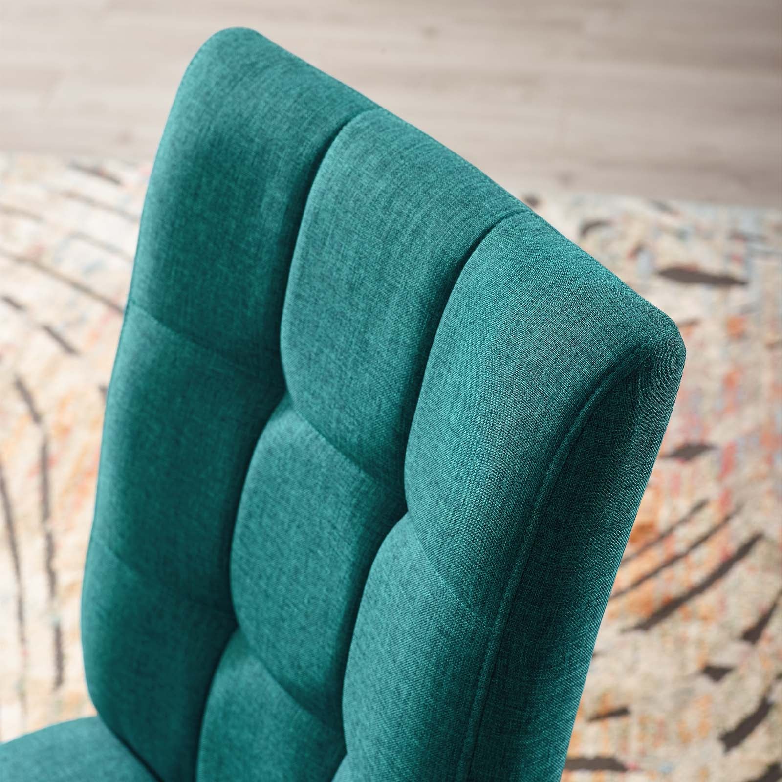 Modway Dining Chairs - Promulgate Biscuit Tufted Upholstered Fabric Dining Chair Set Of 2 Teal