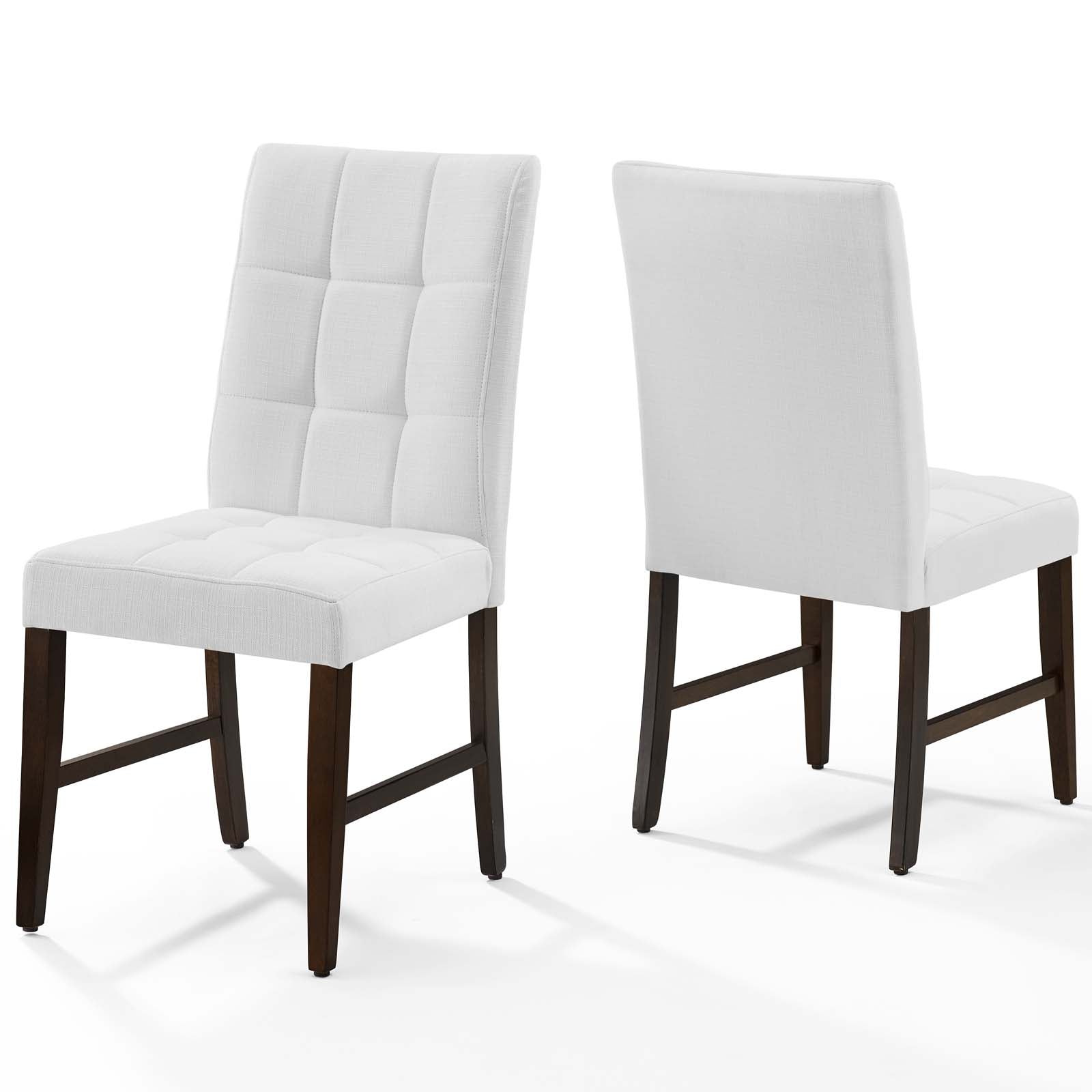 Modway Dining Chairs - Promulgate Biscuit Tufted Upholstered Fabric Dining Chair Set of 2 White
