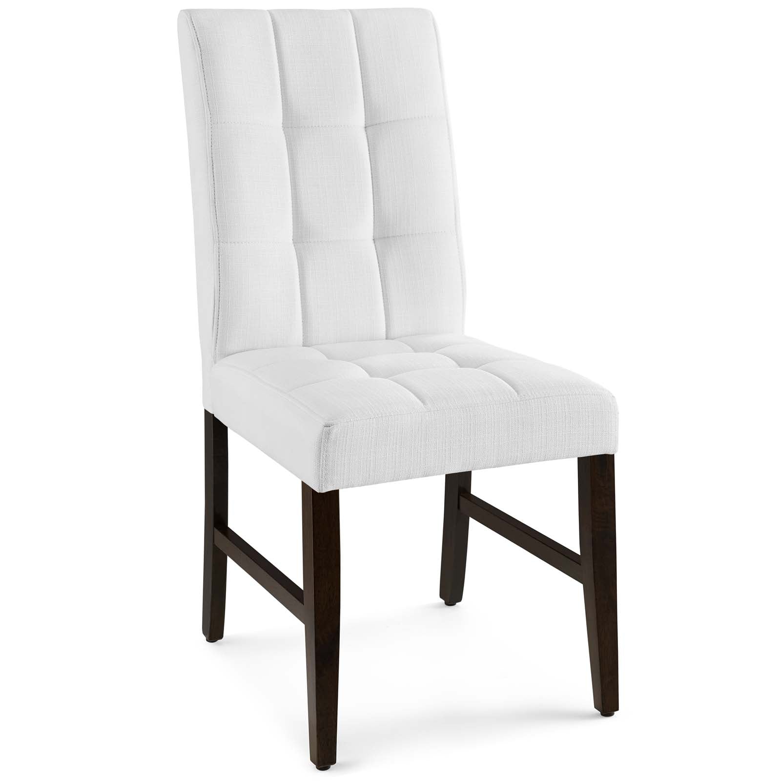 Modway Dining Chairs - Promulgate Biscuit Tufted Upholstered Fabric Dining Chair Set of 2 White