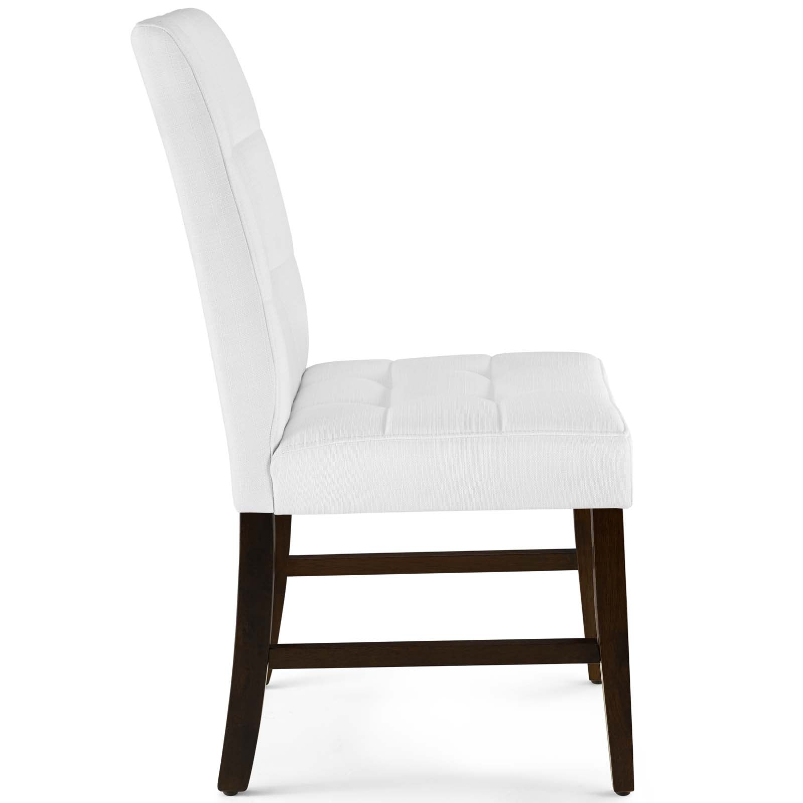 Modway Dining Chairs - Promulgate Biscuit Tufted Upholstered Fabric Dining Chair Set of 2 White