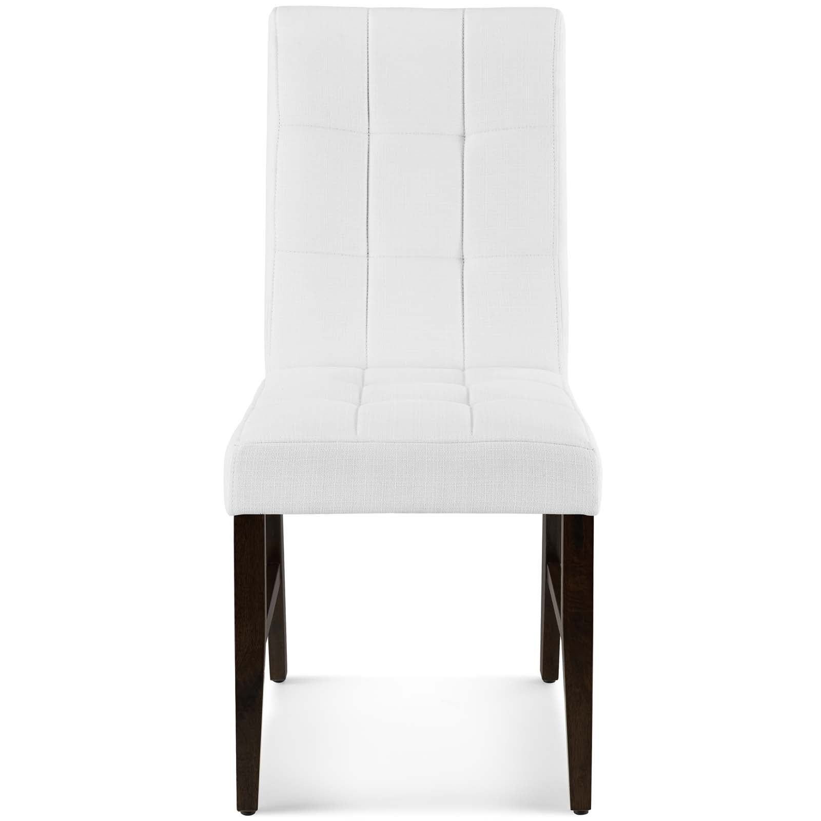 Modway Dining Chairs - Promulgate Biscuit Tufted Upholstered Fabric Dining Chair Set of 2 White