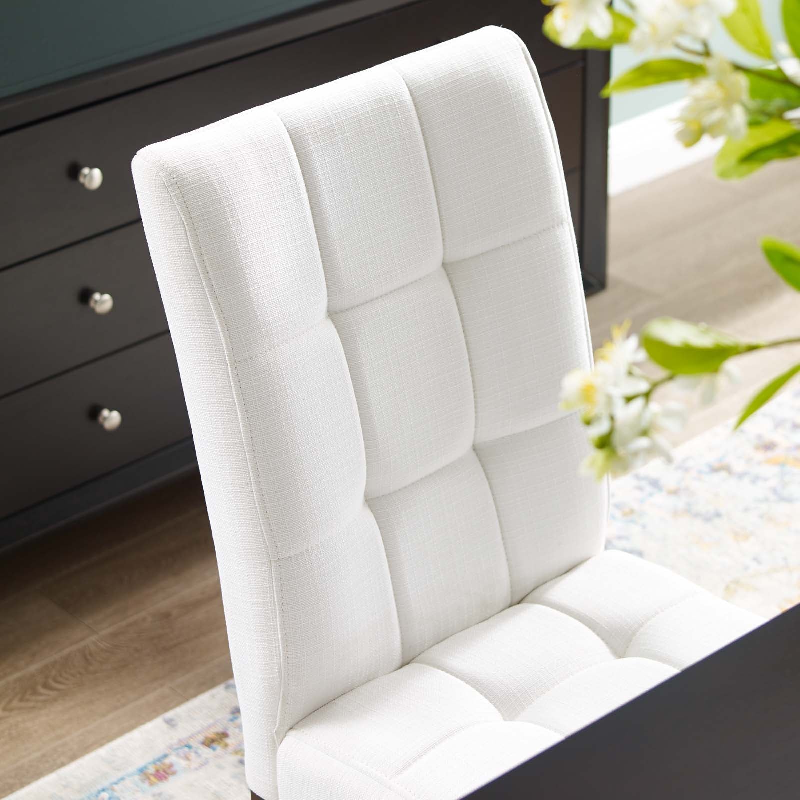 Modway Dining Chairs - Promulgate Biscuit Tufted Upholstered Fabric Dining Chair Set of 2 White
