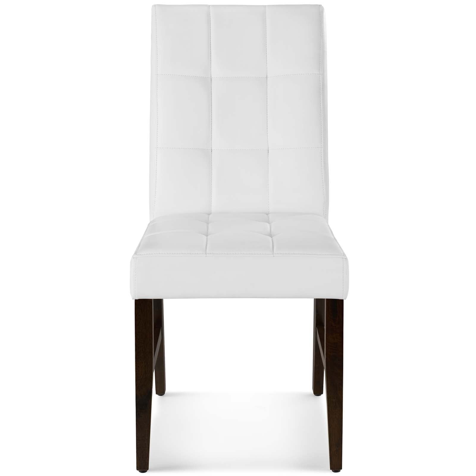 Modway Dining Chairs - Promulgate Biscuit Tufted Upholstered Faux Leather Dining Side Chair Set of 2 White