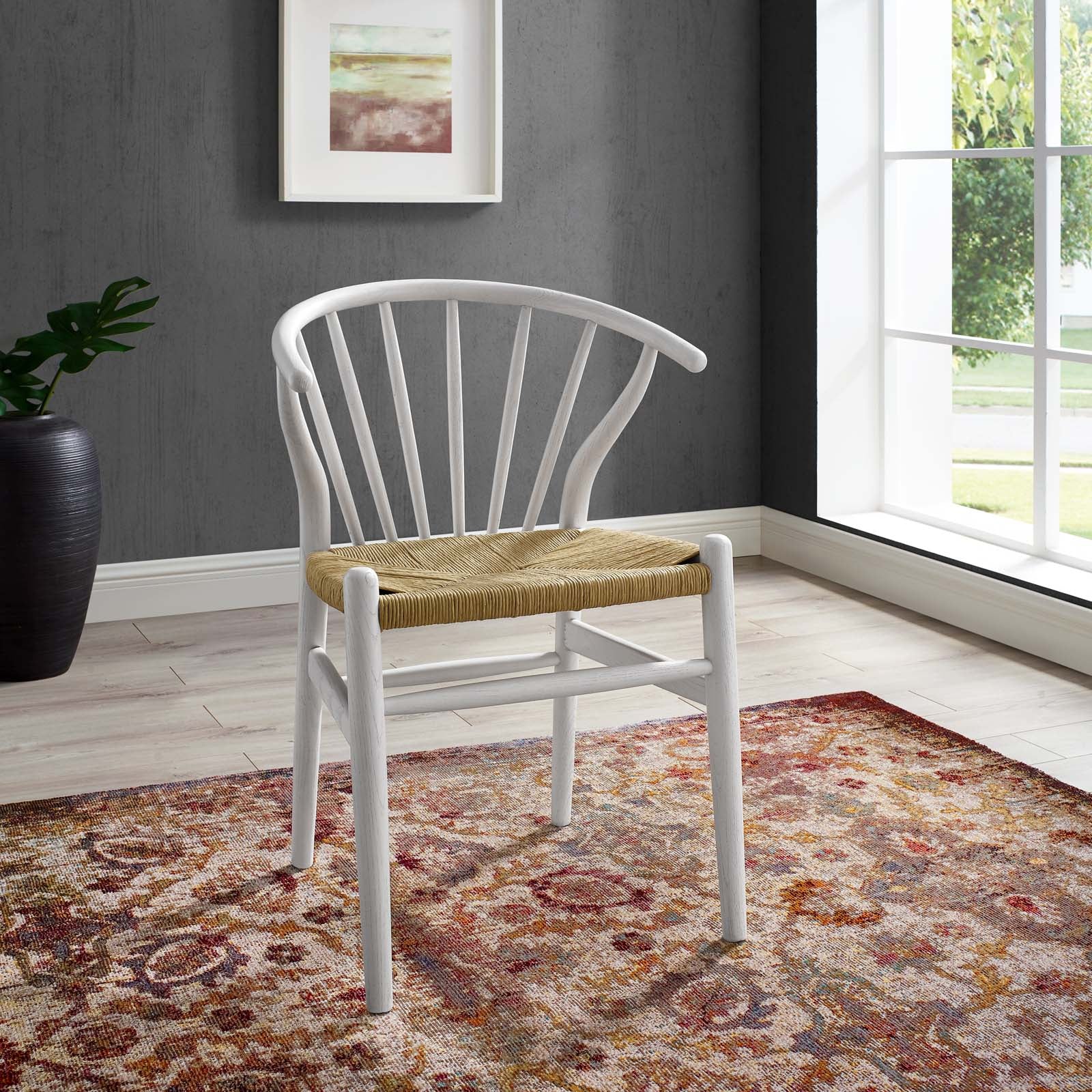 Modway Dining Chairs - Flourish Spindle Wood Dining Side Chair White