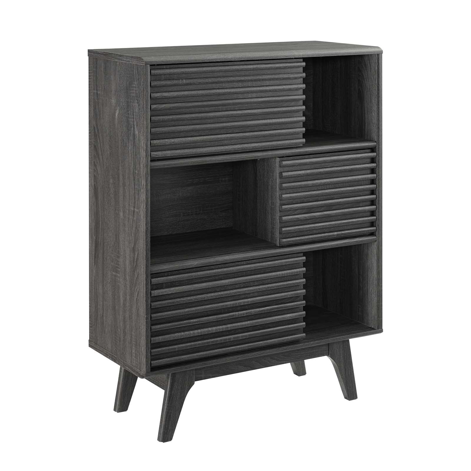 Modway Bookcases & Display Units - Render-Three-Tier-Display-Storage-Cabinet-Stand-Charcoal