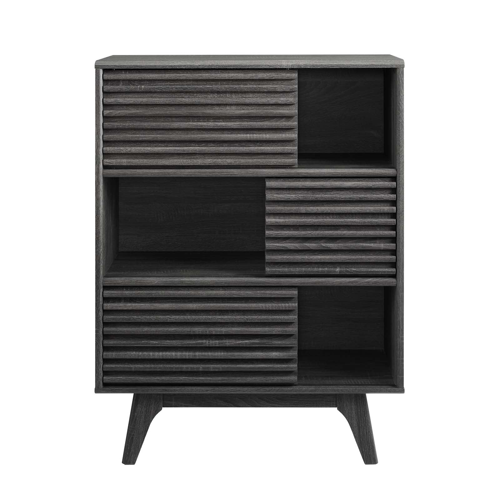 Modway Bookcases & Display Units - Render-Three-Tier-Display-Storage-Cabinet-Stand-Charcoal