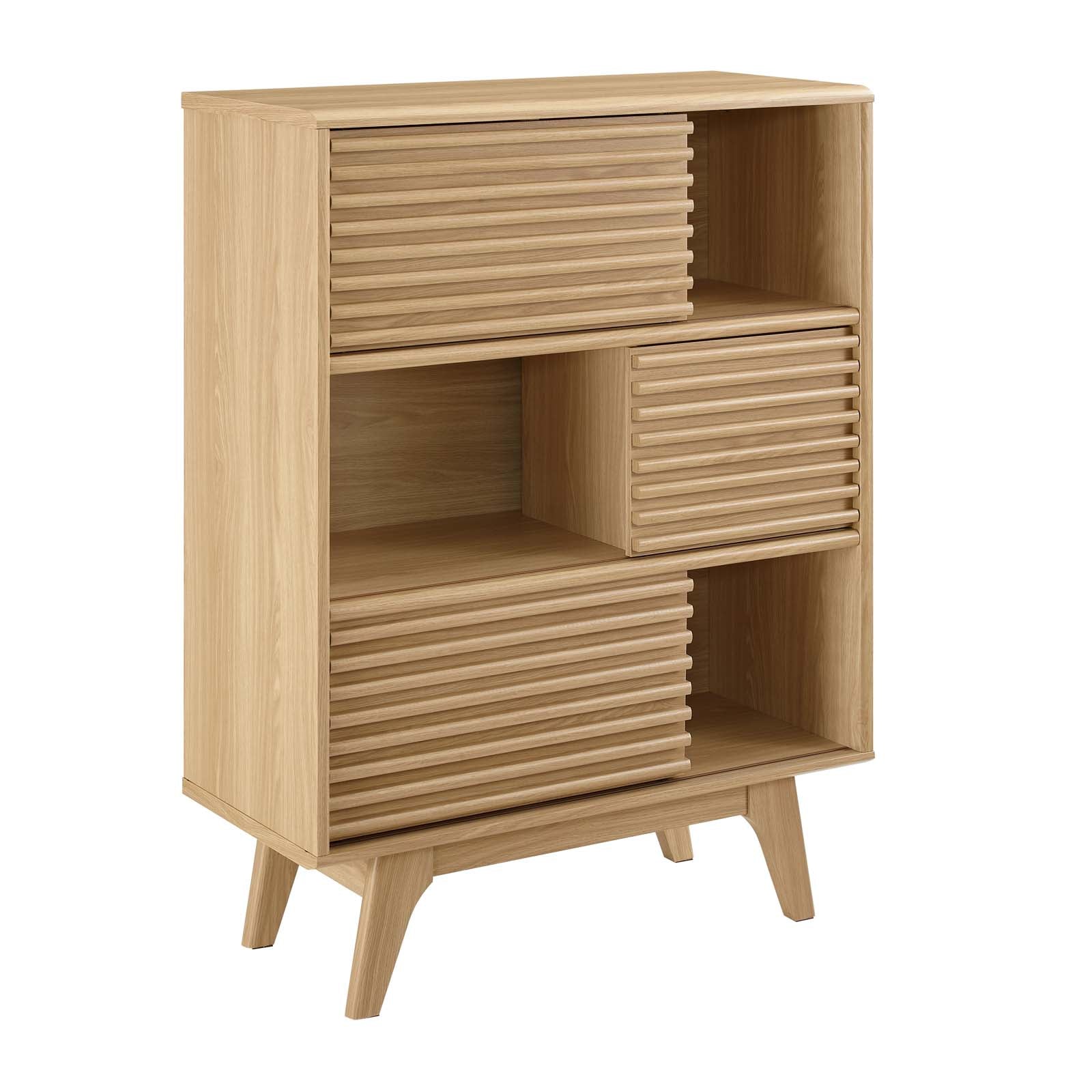 Modway Bookcases & Display Units - Render-Three-Tier-Display-Storage-Cabinet-Stand-Oak