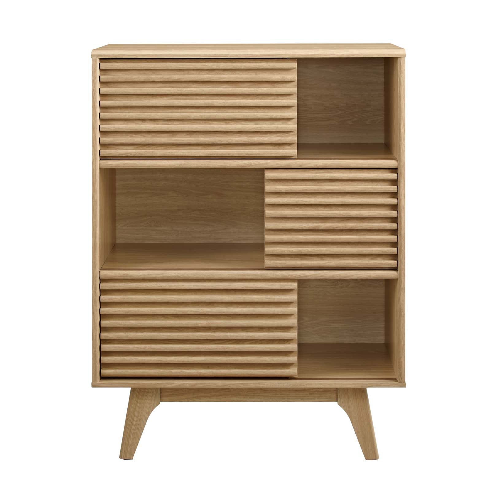 Modway Bookcases & Display Units - Render-Three-Tier-Display-Storage-Cabinet-Stand-Oak