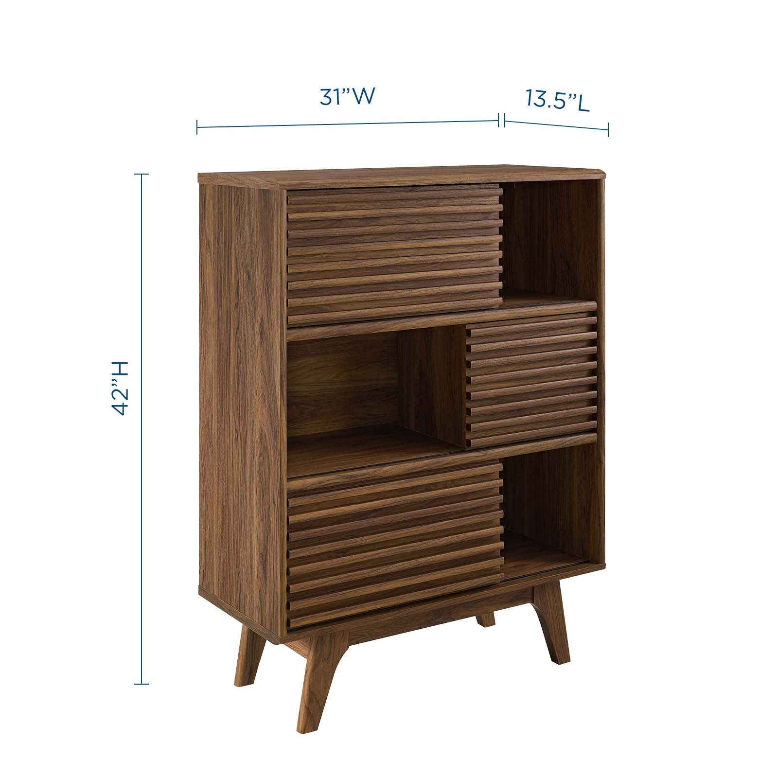 Modway Bookcases & Display Units - Render Three-Tier Display Storage Cabinet Stand Walnut