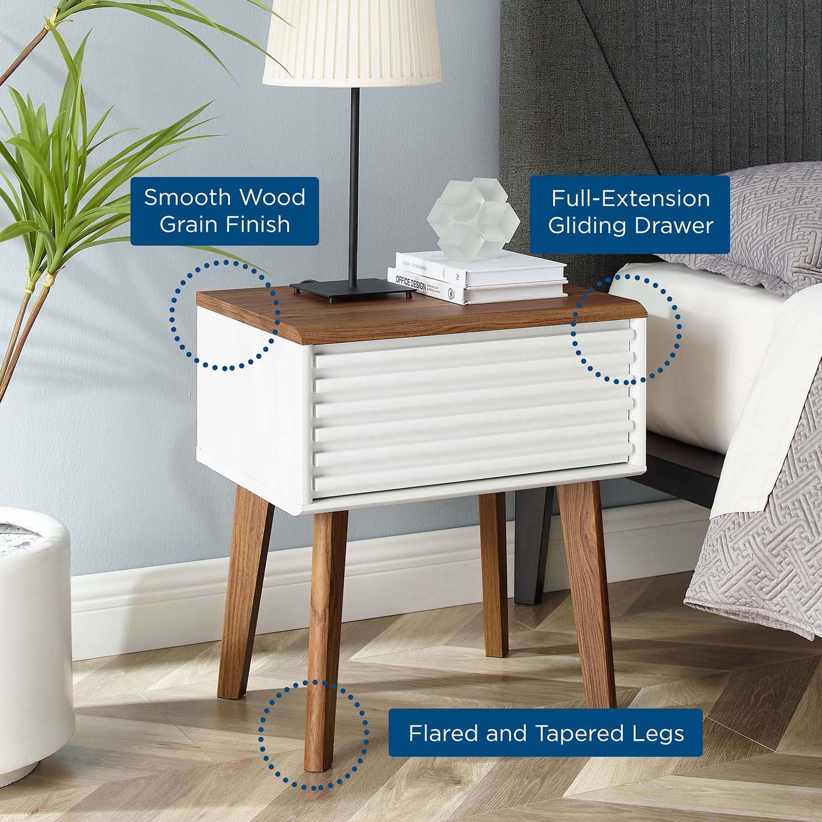Modway Side & End Tables - Render End Table Walnut White
