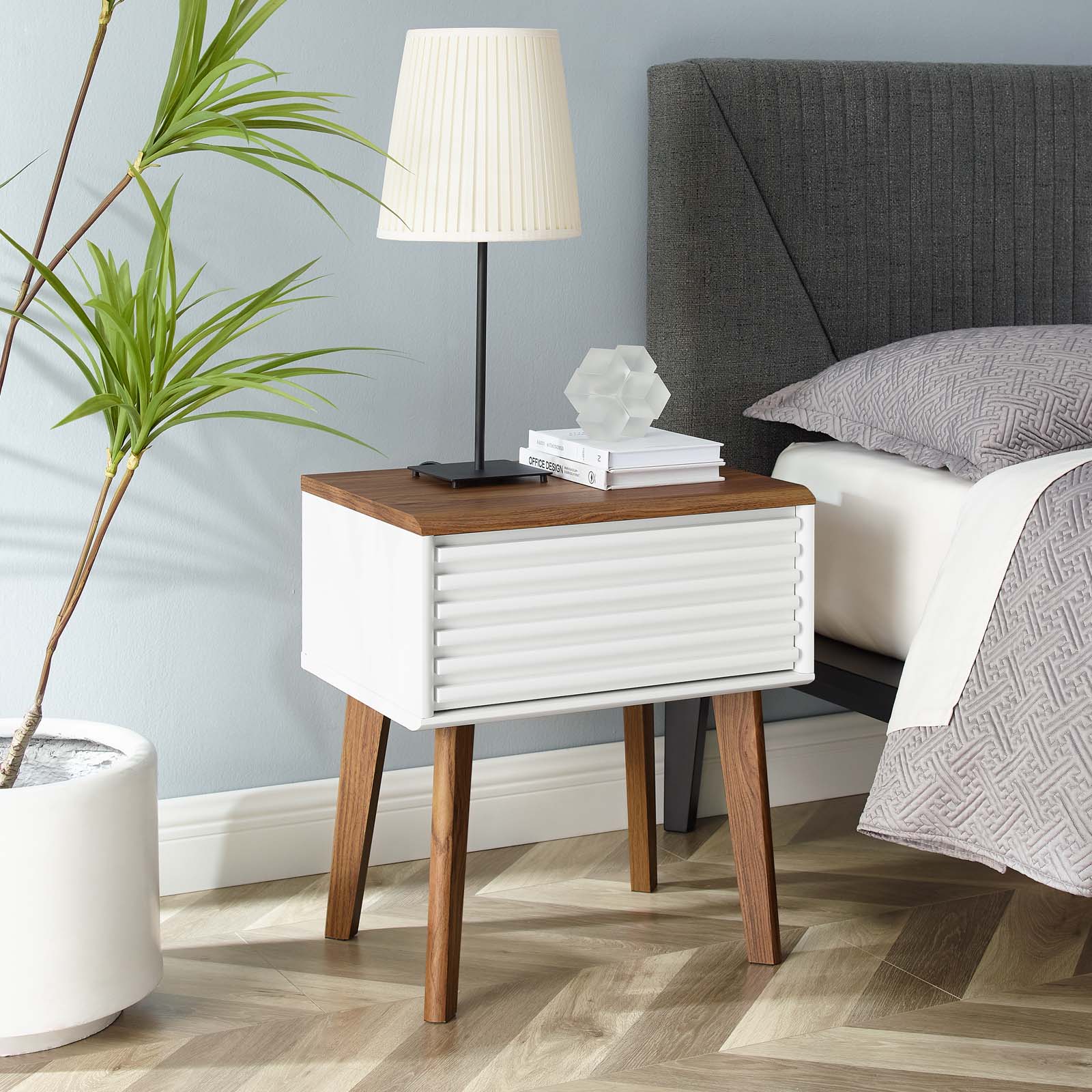 Modway Side & End Tables - Render End Table Walnut White