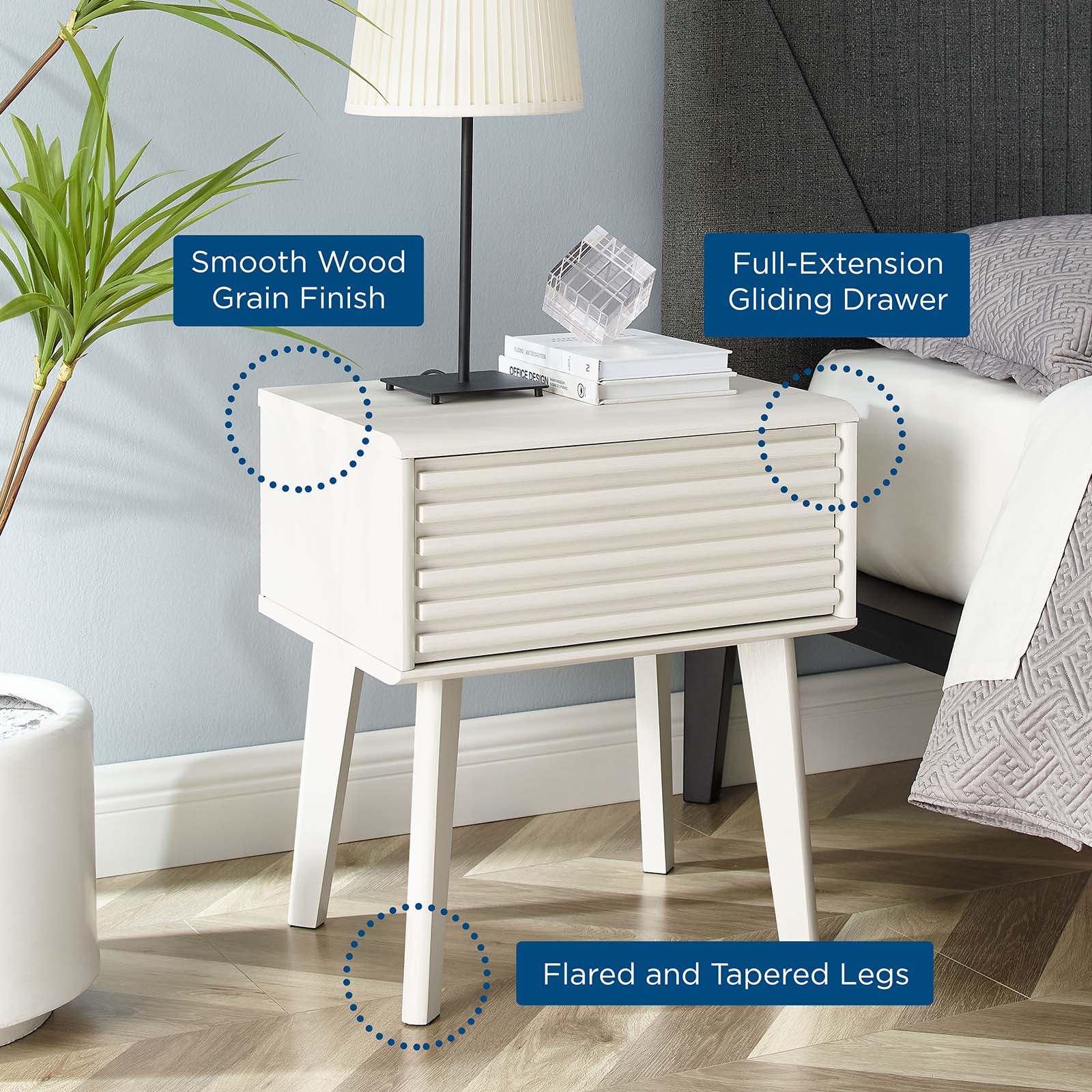 Modway Side & End Tables - Render End Table White
