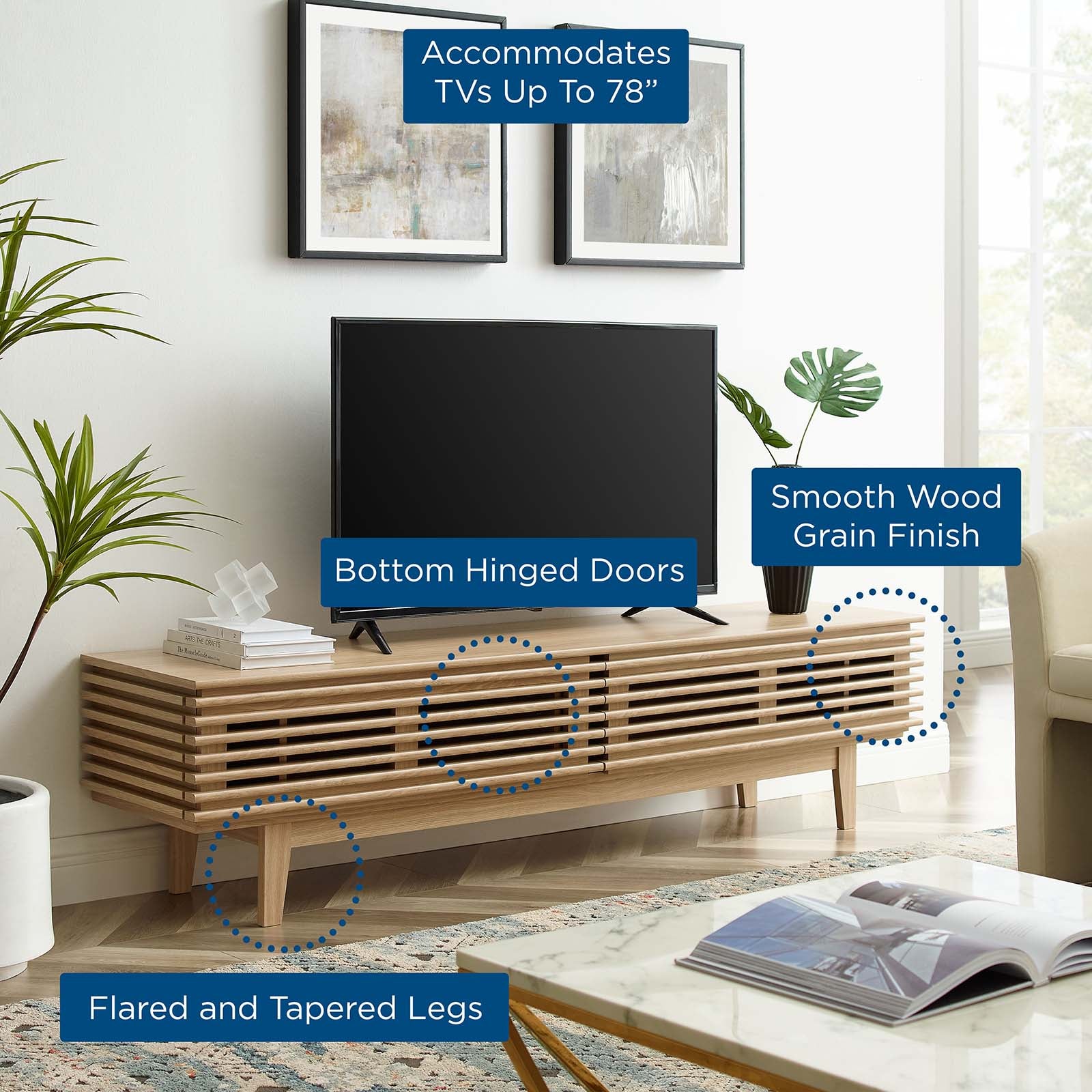 Modway TV & Media Units - Render 71" TV Stand Oak