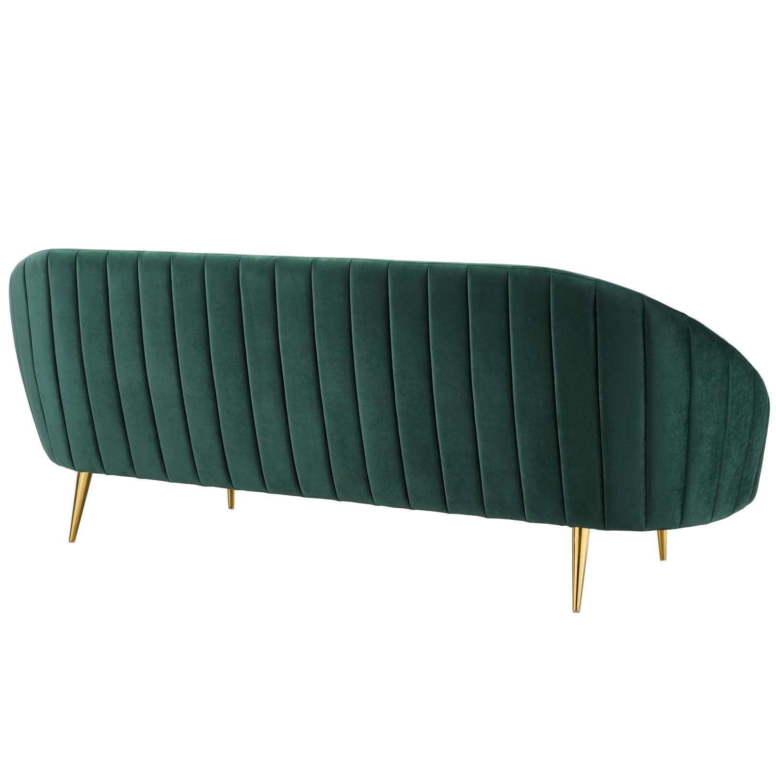 Modway Sofas & Couches - Sublime Vertical Curve Back Performance Velvet Sofa Green