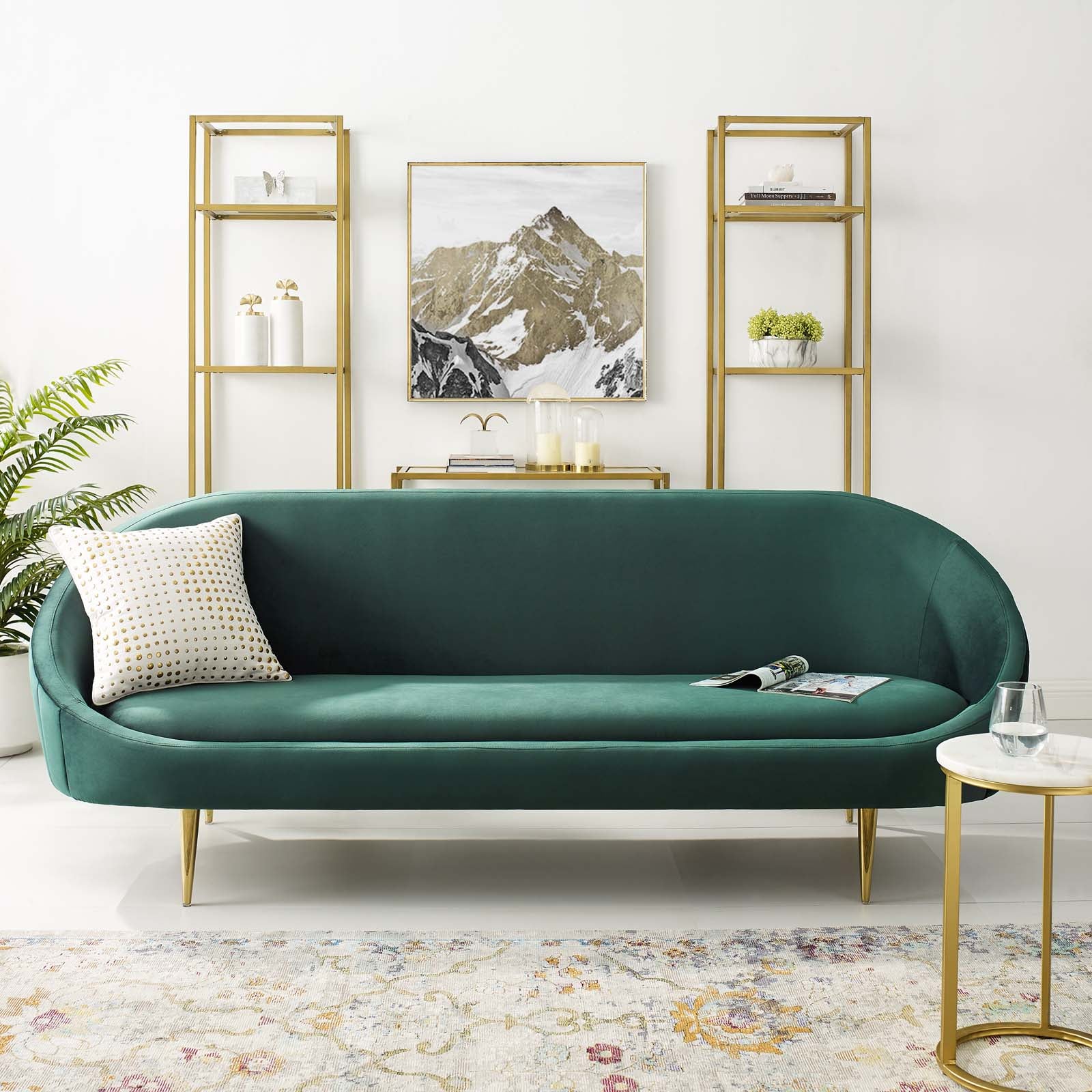 Modway Sofas & Couches - Sublime Vertical Curve Back Performance Velvet Sofa Green