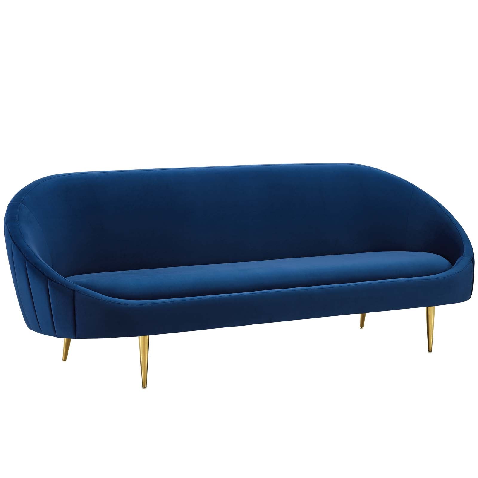 Modway Sofas & Couches - Sublime Vertical Curve Back Performance Velvet Sofa Navy