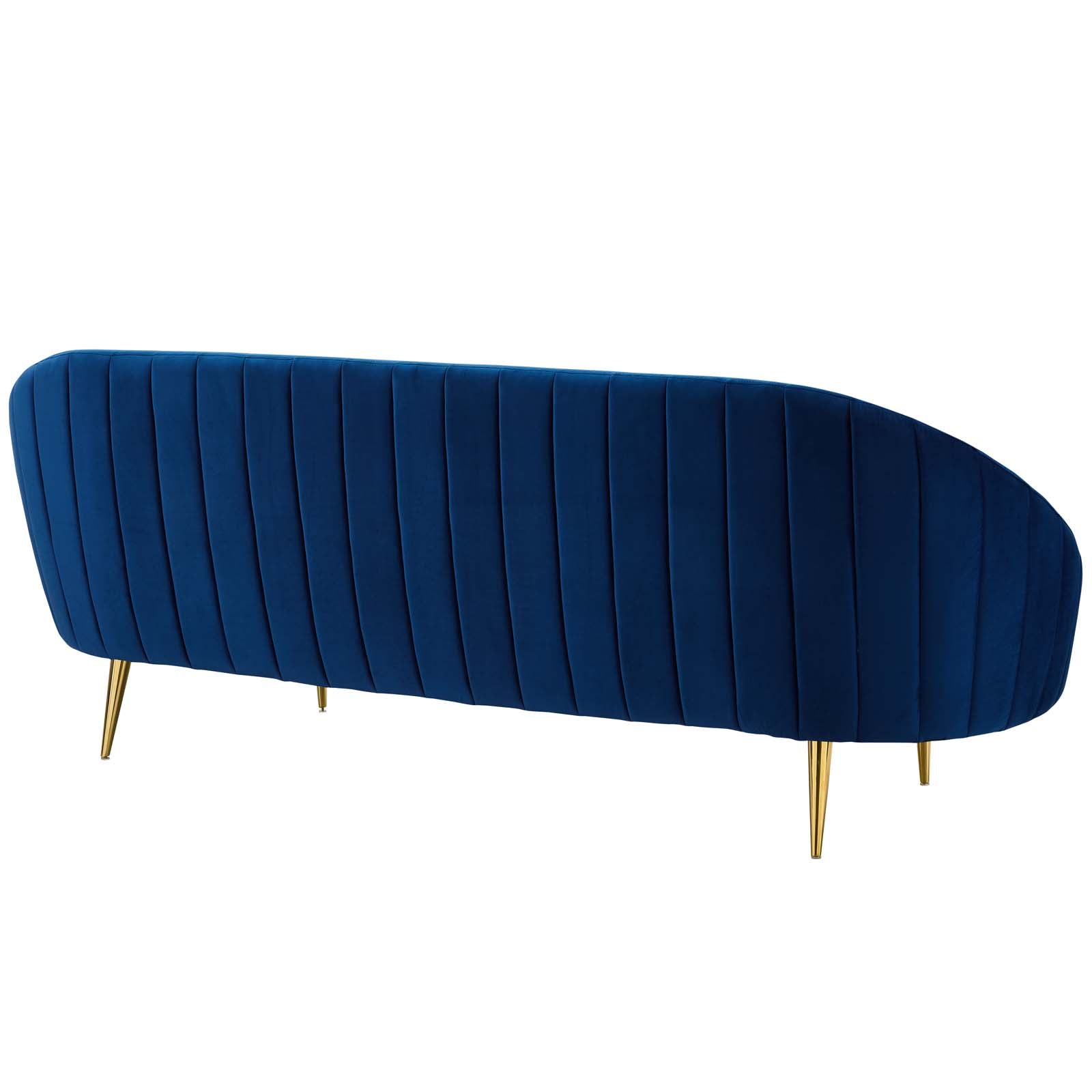 Modway Sofas & Couches - Sublime Vertical Curve Back Performance Velvet Sofa Navy