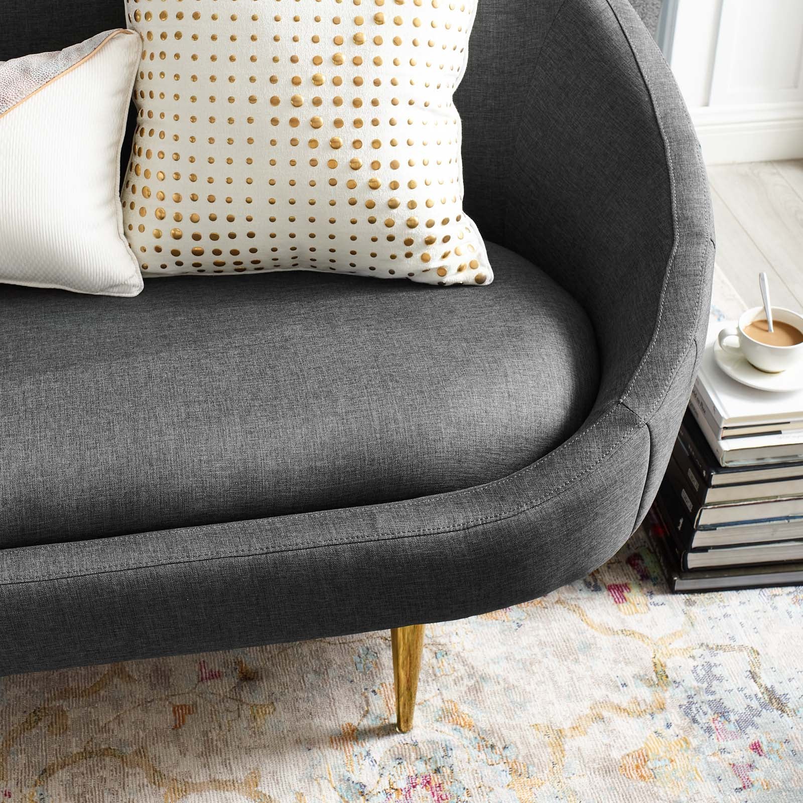 Modway Sofas & Couches - Sublime Vertical Curve Back Fabric Sofa Gray