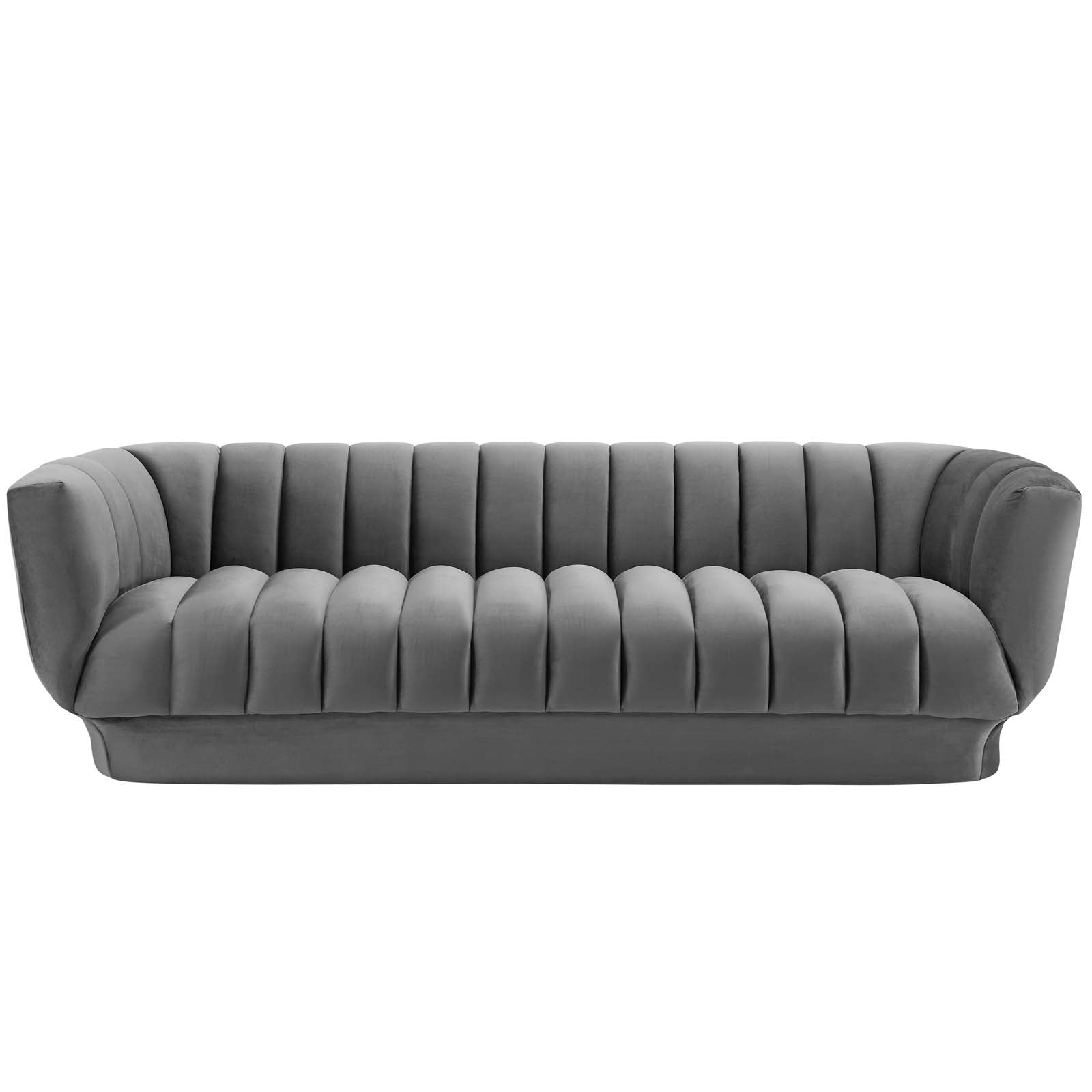 Modway Sofas & Couches - Entertain Vertical Channel Tufted Performance Velvet Sofa Gray