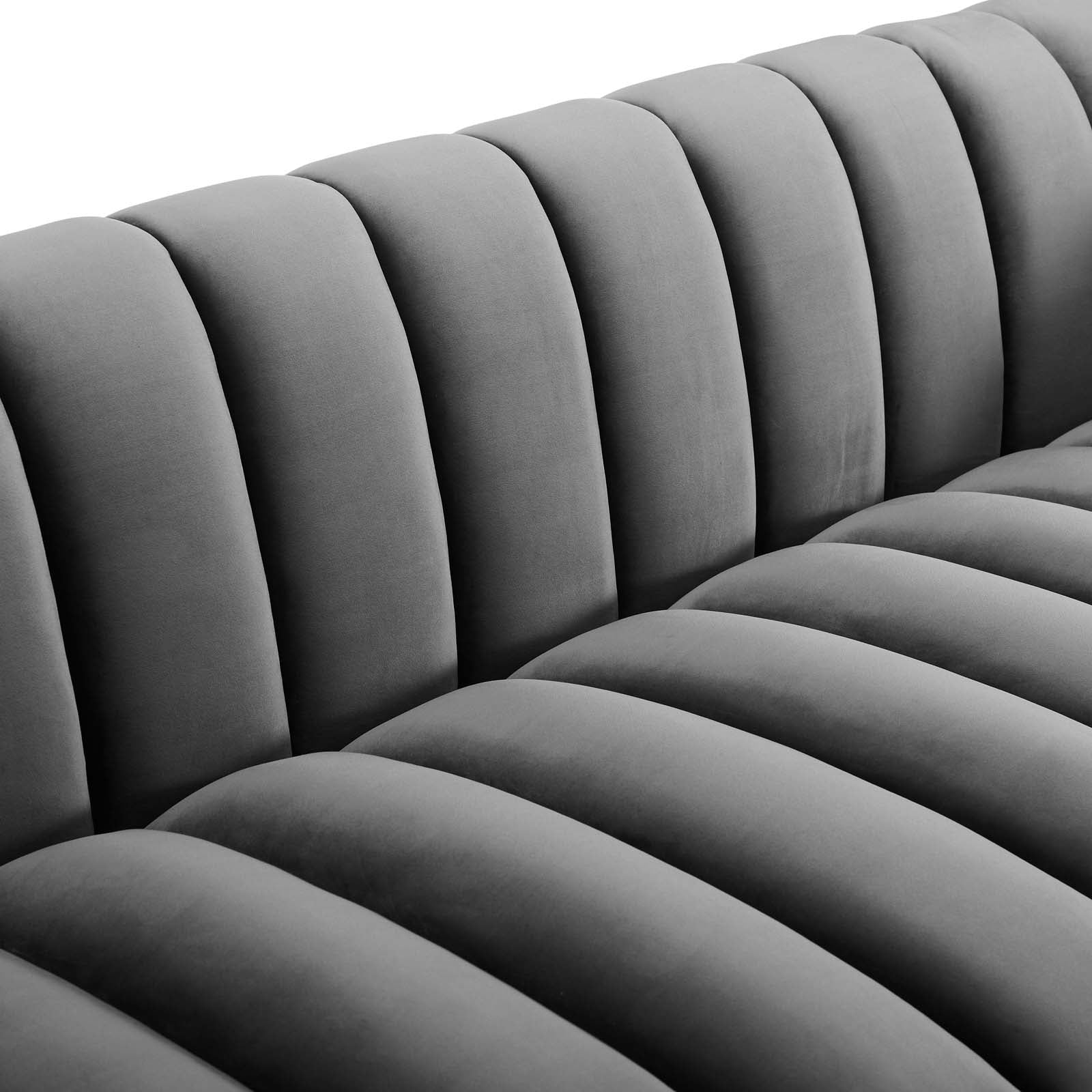 Modway Sofas & Couches - Entertain Vertical Channel Tufted Performance Velvet Sofa Gray