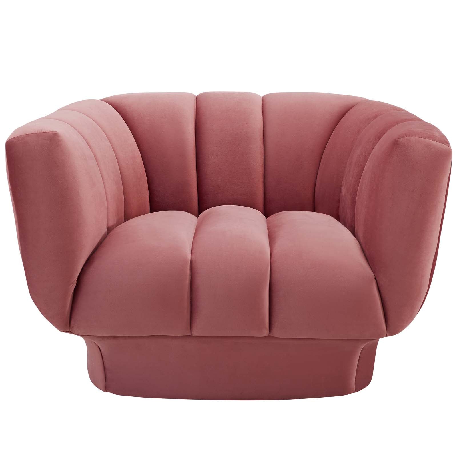 Modway Accent Chairs - Entertain Vertical Channel Tufted Performance Velvet Armchair Dusty Rose