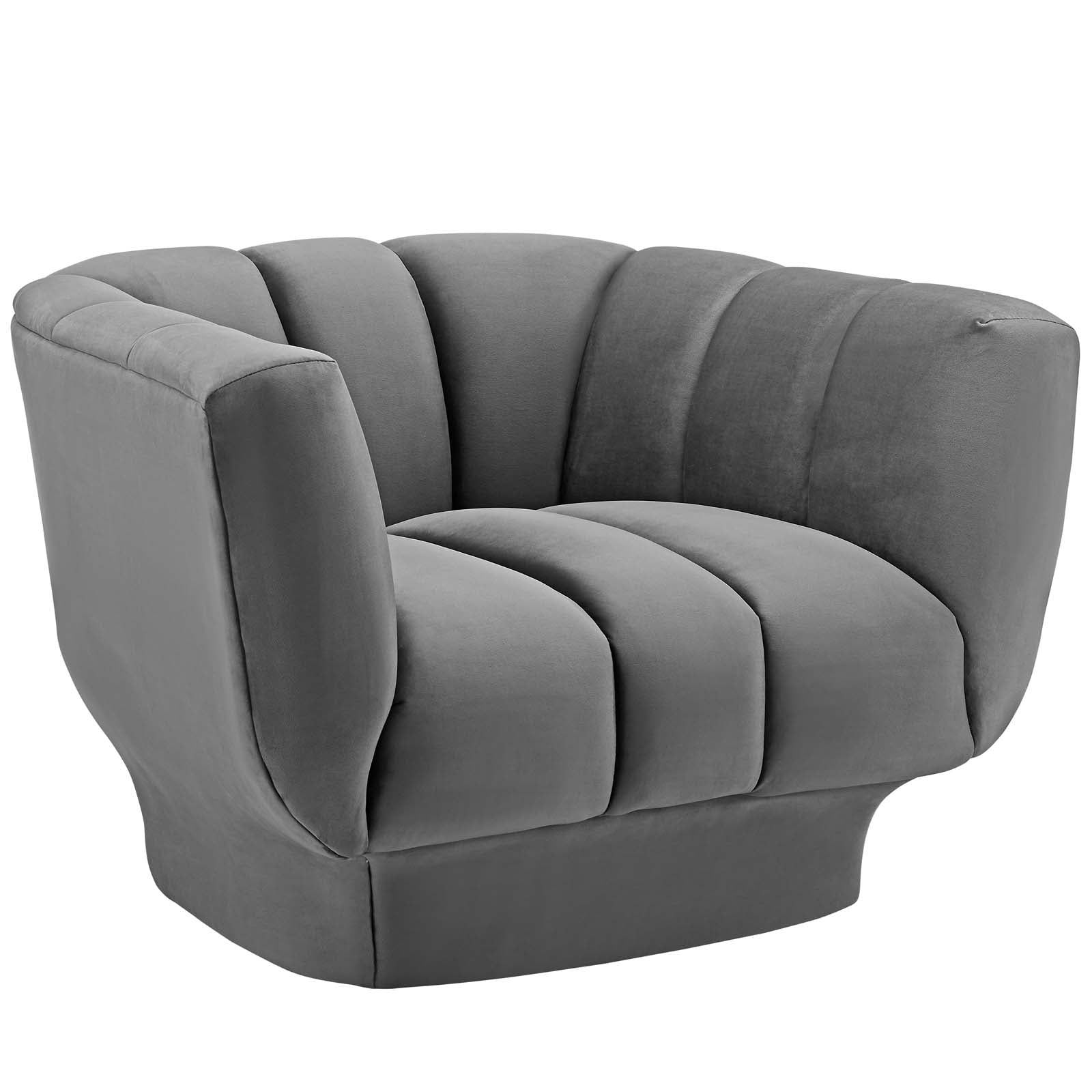 Modway Chairs - Entertain Vertical Channel Tufted Performance Velvet Armchair Gray
