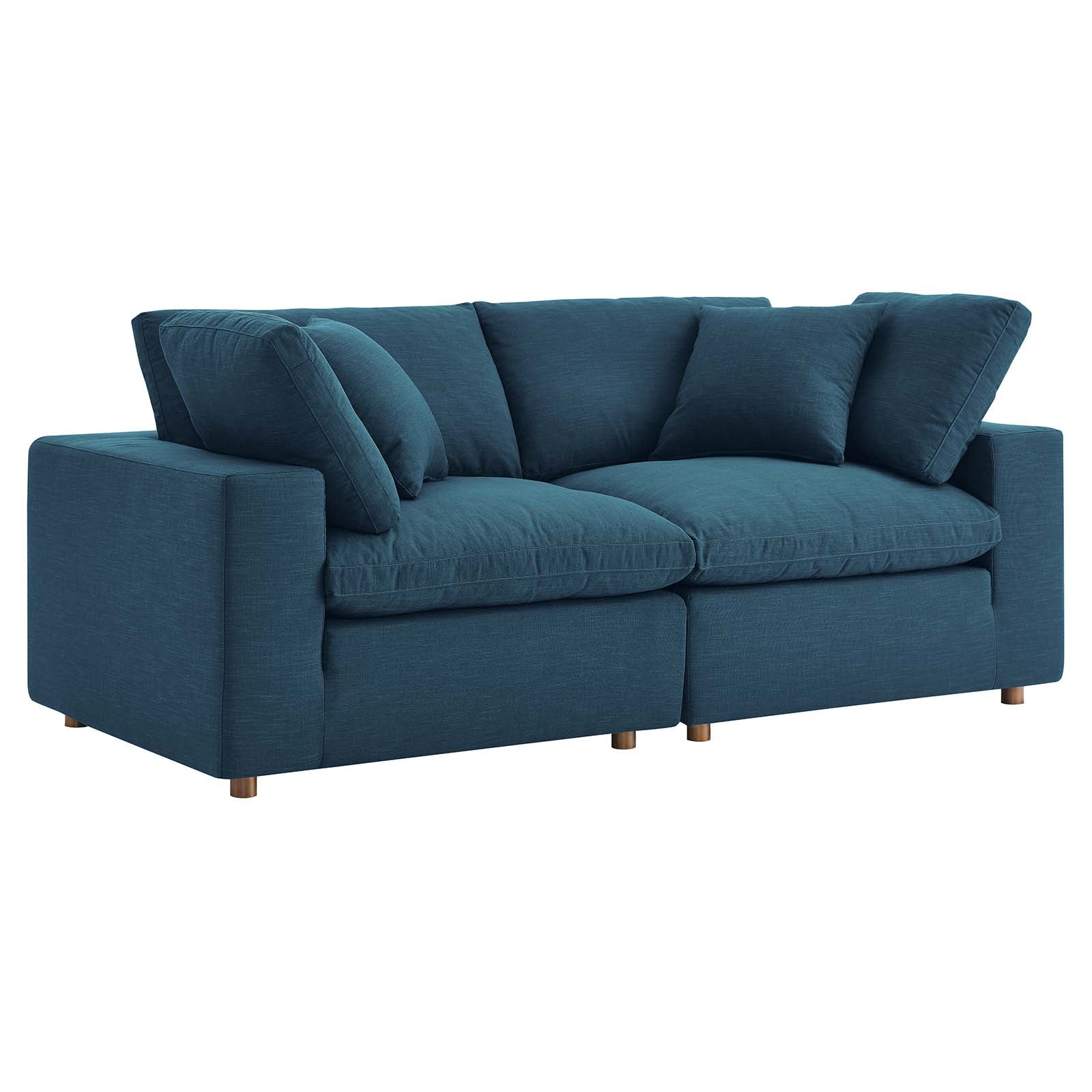 Modway Sectional Sofas - Commix Down Filled Overstuffed 2 Piece Sectional Sofa Set Azure