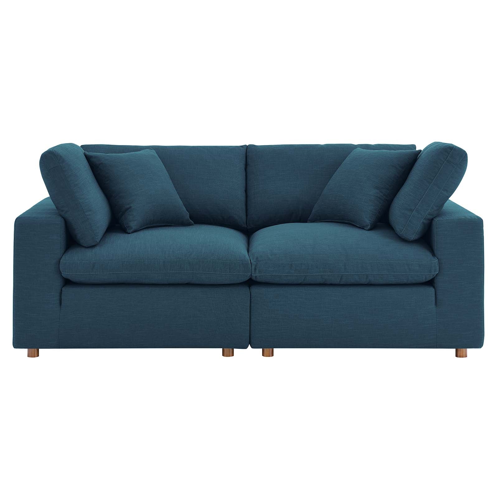 Modway Sectional Sofas - Commix Down Filled Overstuffed 2 Piece Sectional Sofa Set Azure