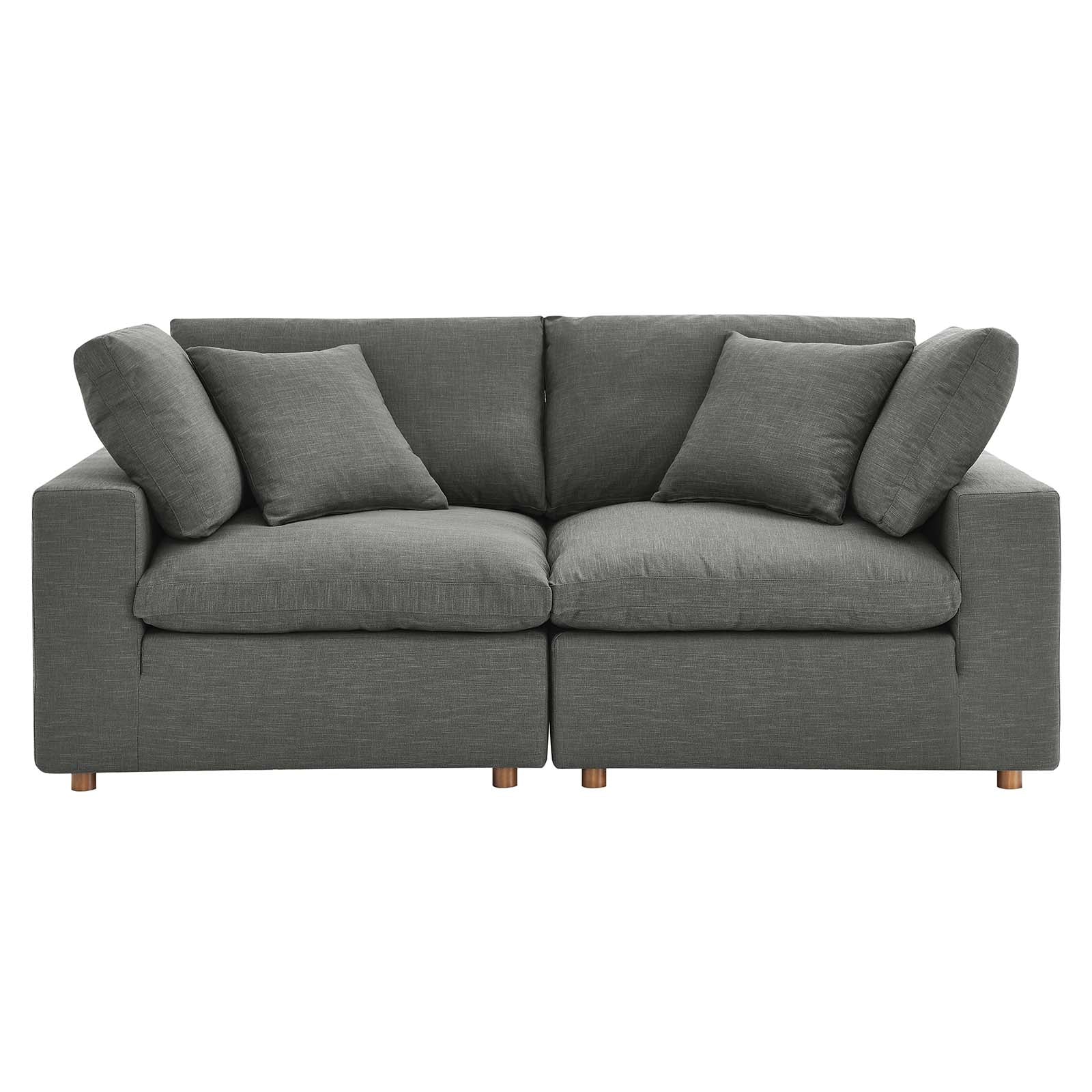 Modway Living Room Sets - Commix Down Filled Overstuffed 2 Piece Sectional Sofa Set Gray