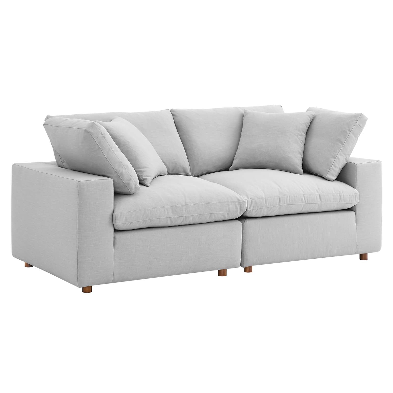 Modway Sectional Sofas - Commix Down Filled Overstuffed 2 Piece Sectional Sofa Set Light Gray