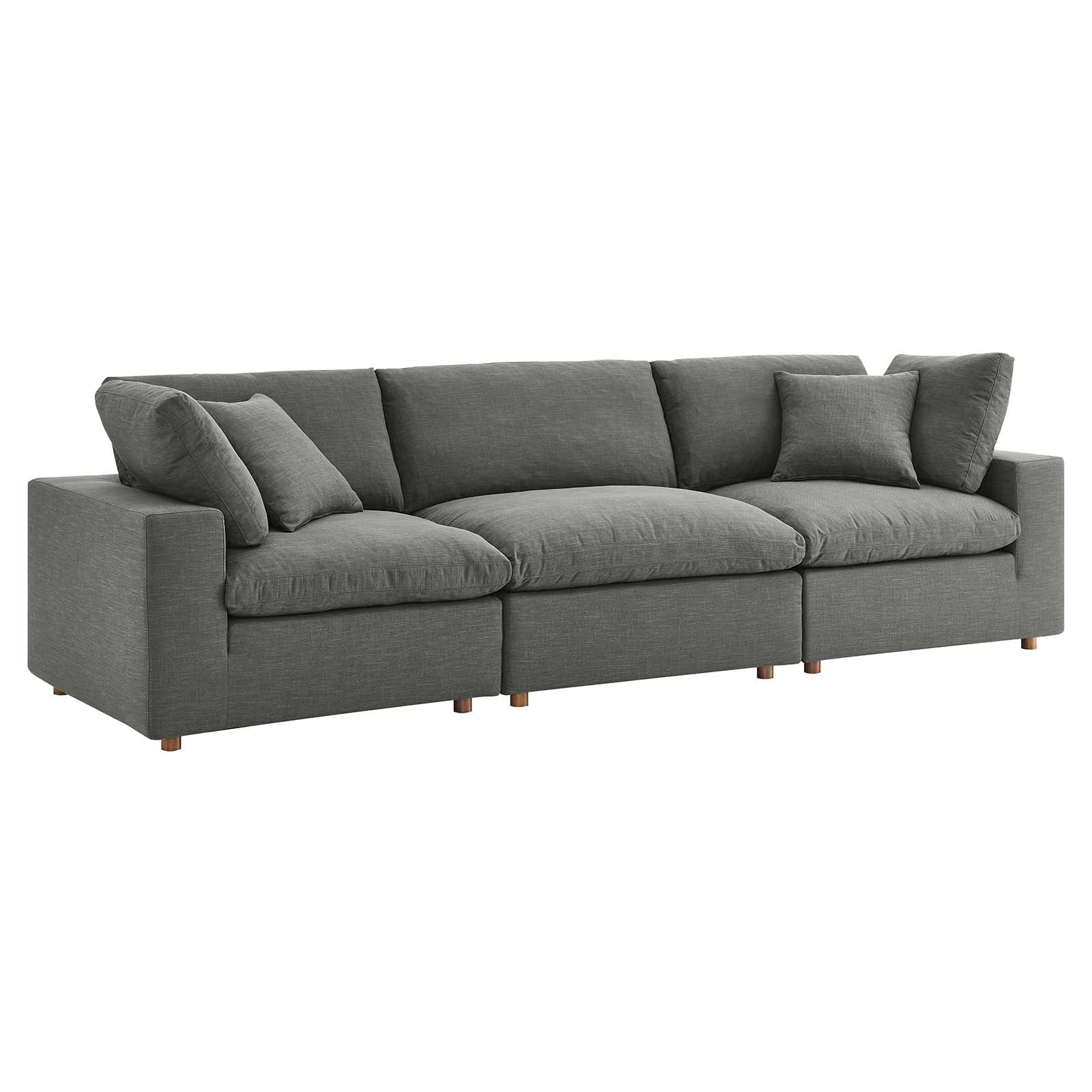 Modway Living Room Sets - Commix Down Filled Overstuffed 3 Piece Sectional Sofa Set Gray
