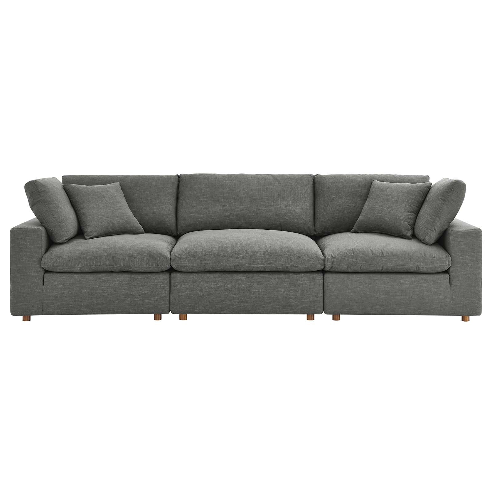 Modway Living Room Sets - Commix Down Filled Overstuffed 3 Piece Sectional Sofa Set Gray