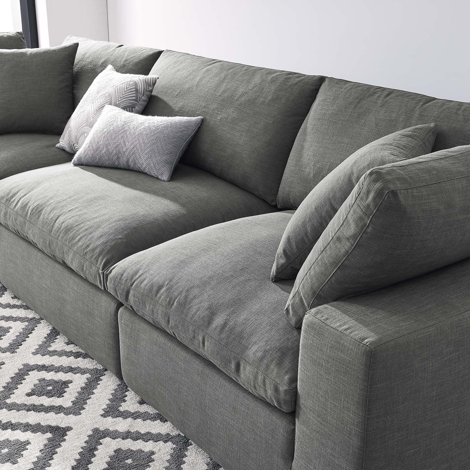 Modway Living Room Sets - Commix Down Filled Overstuffed 3 Piece Sectional Sofa Set Gray