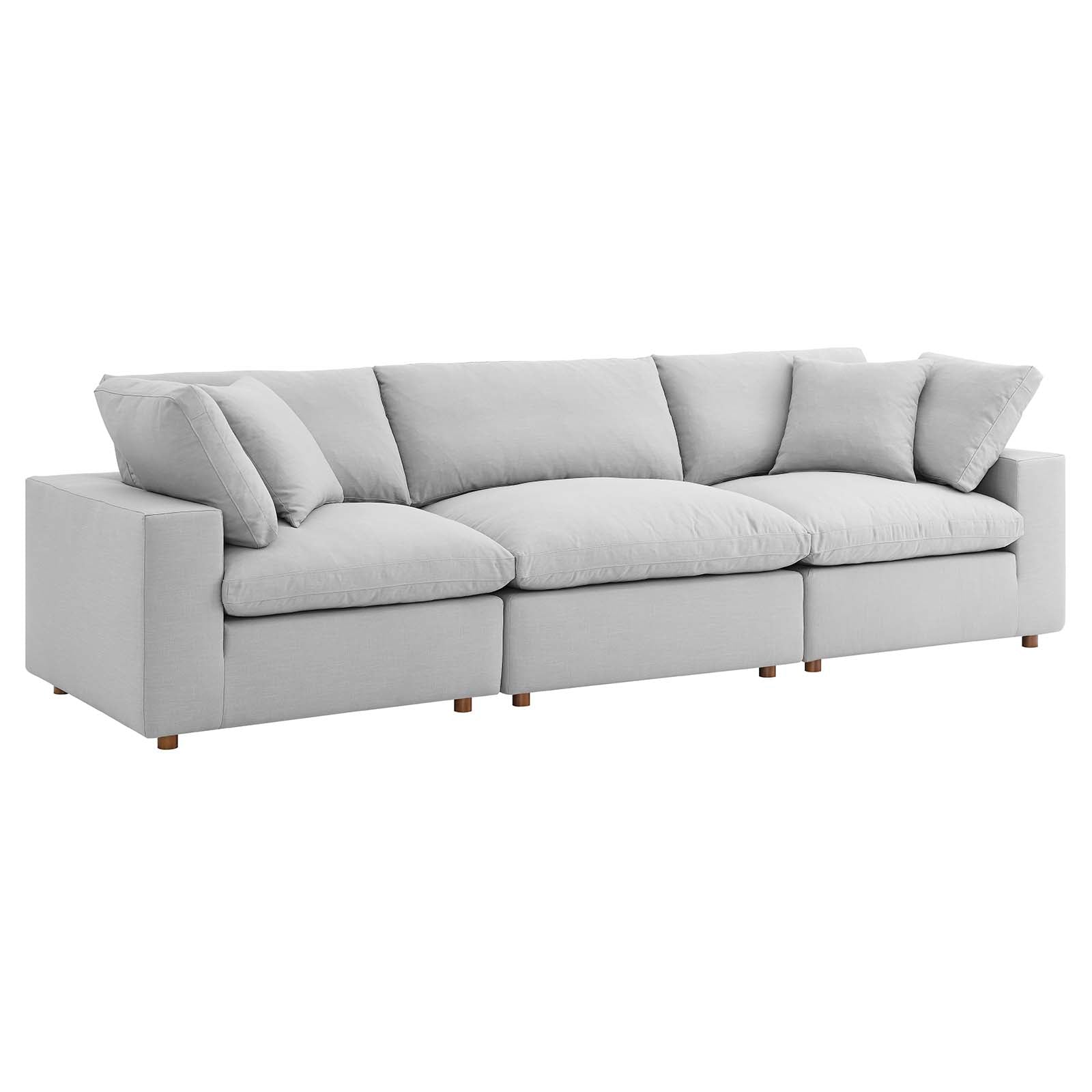 Modway Sectional Sofas - Commix Down Filled Overstuffed 3 Piece Sectional Sofa Set Light Gray