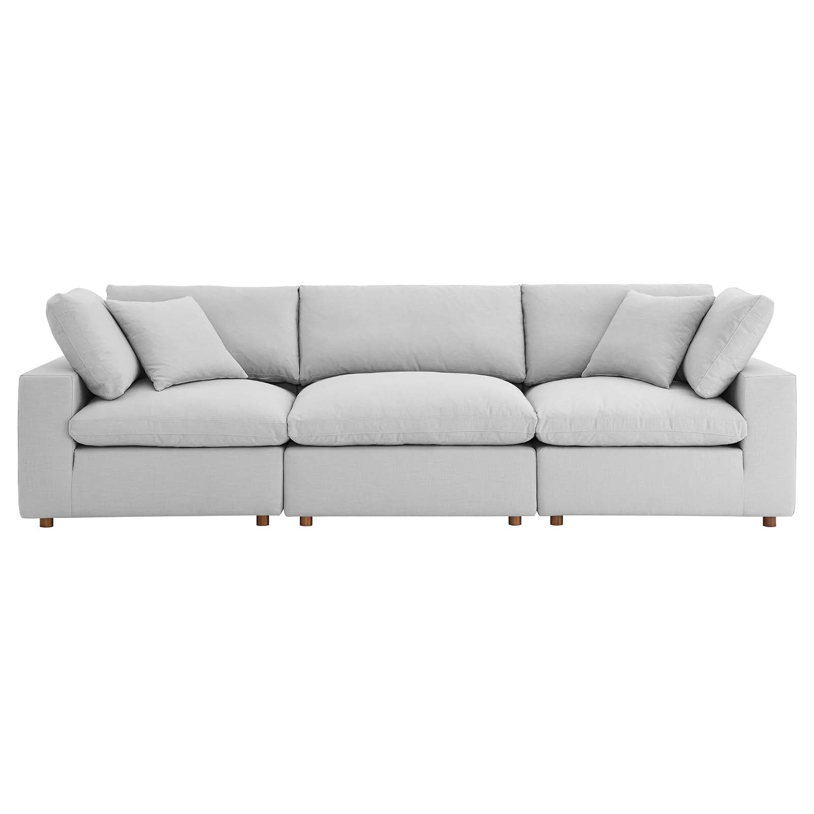 Modway Sectional Sofas - Commix Down Filled Overstuffed 3 Piece Sectional Sofa Set Light Gray