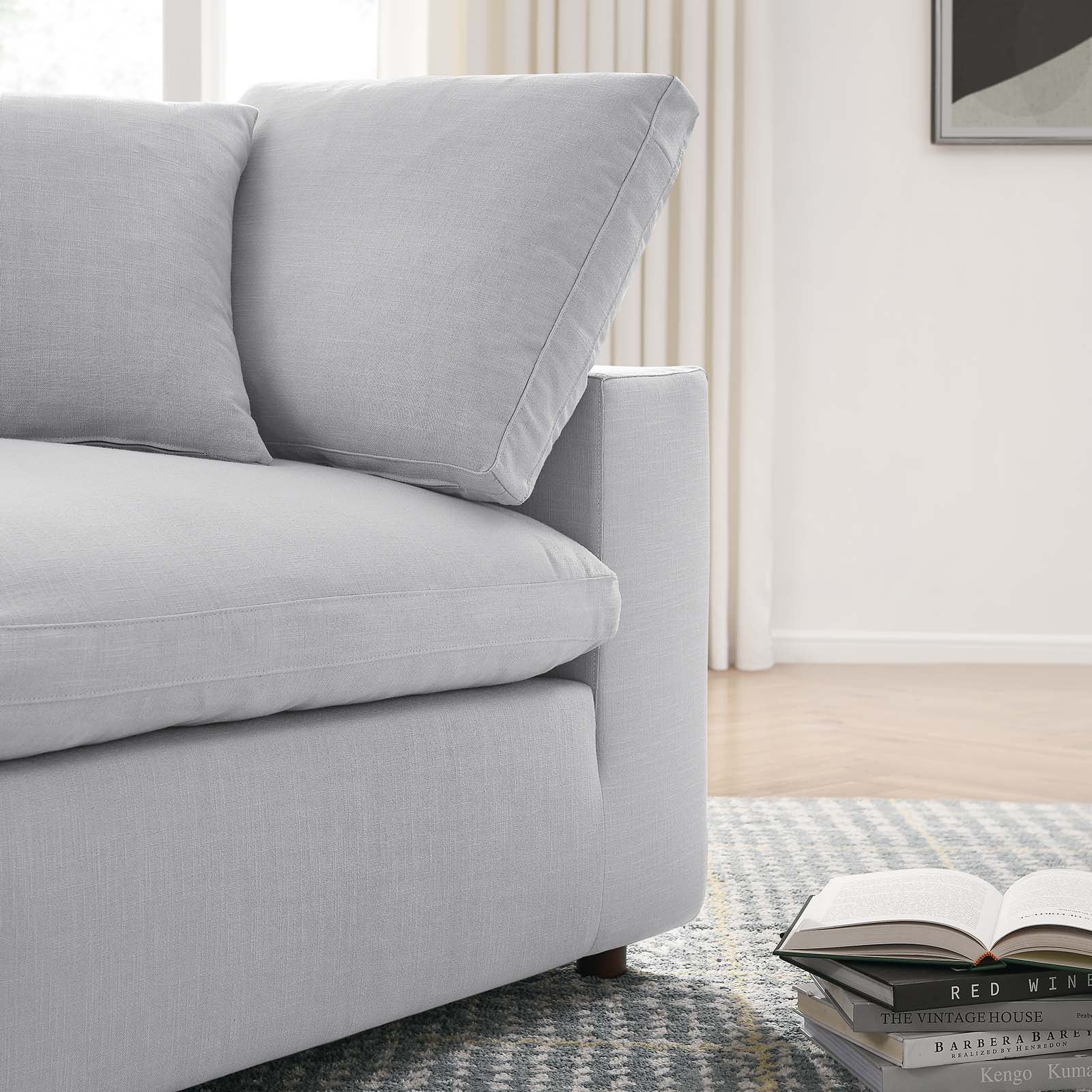 Modway Sectional Sofas - Commix Down Filled Overstuffed 3 Piece Sectional Sofa Set Light Gray