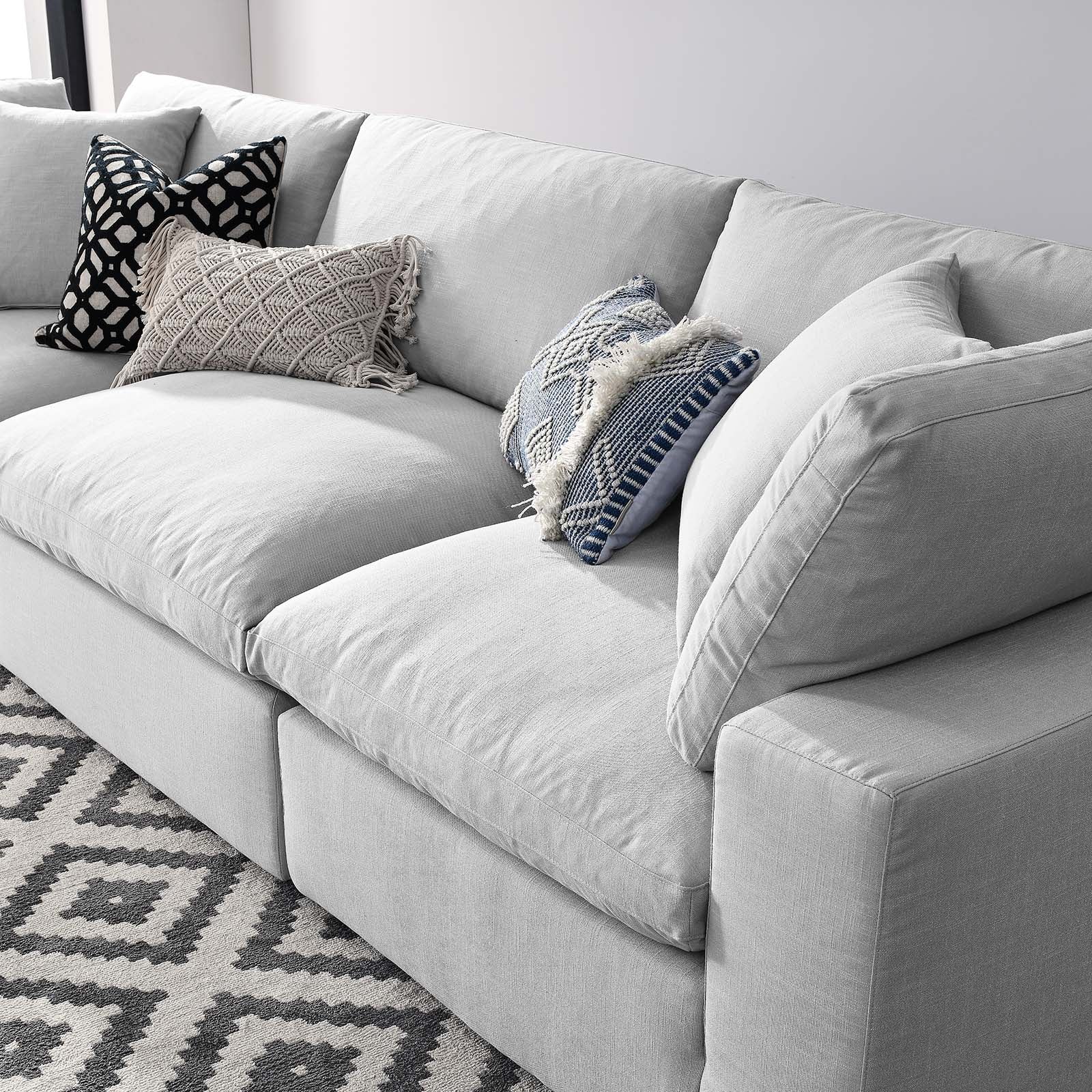 Modway Sectional Sofas - Commix Down Filled Overstuffed 3 Piece Sectional Sofa Set Light Gray