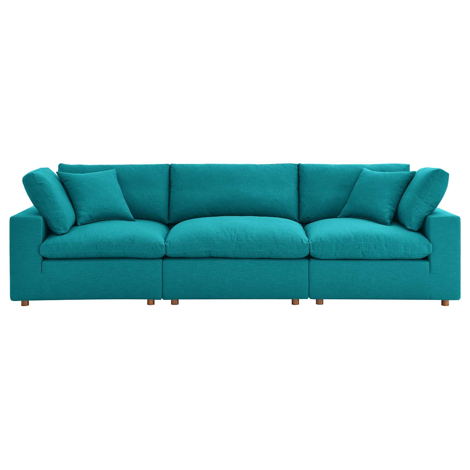 Modway Sectional Sofas - Commix Down Filled Overstuffed 3 Piece Sectional Sofa Set Teal