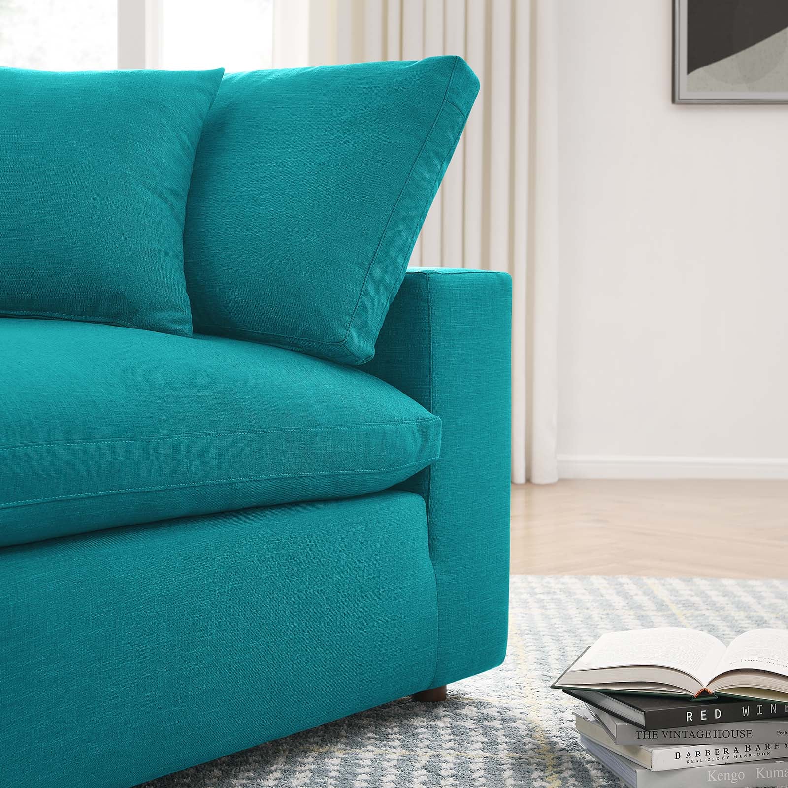 Modway Sectional Sofas - Commix Down Filled Overstuffed 3 Piece Sectional Sofa Set Teal