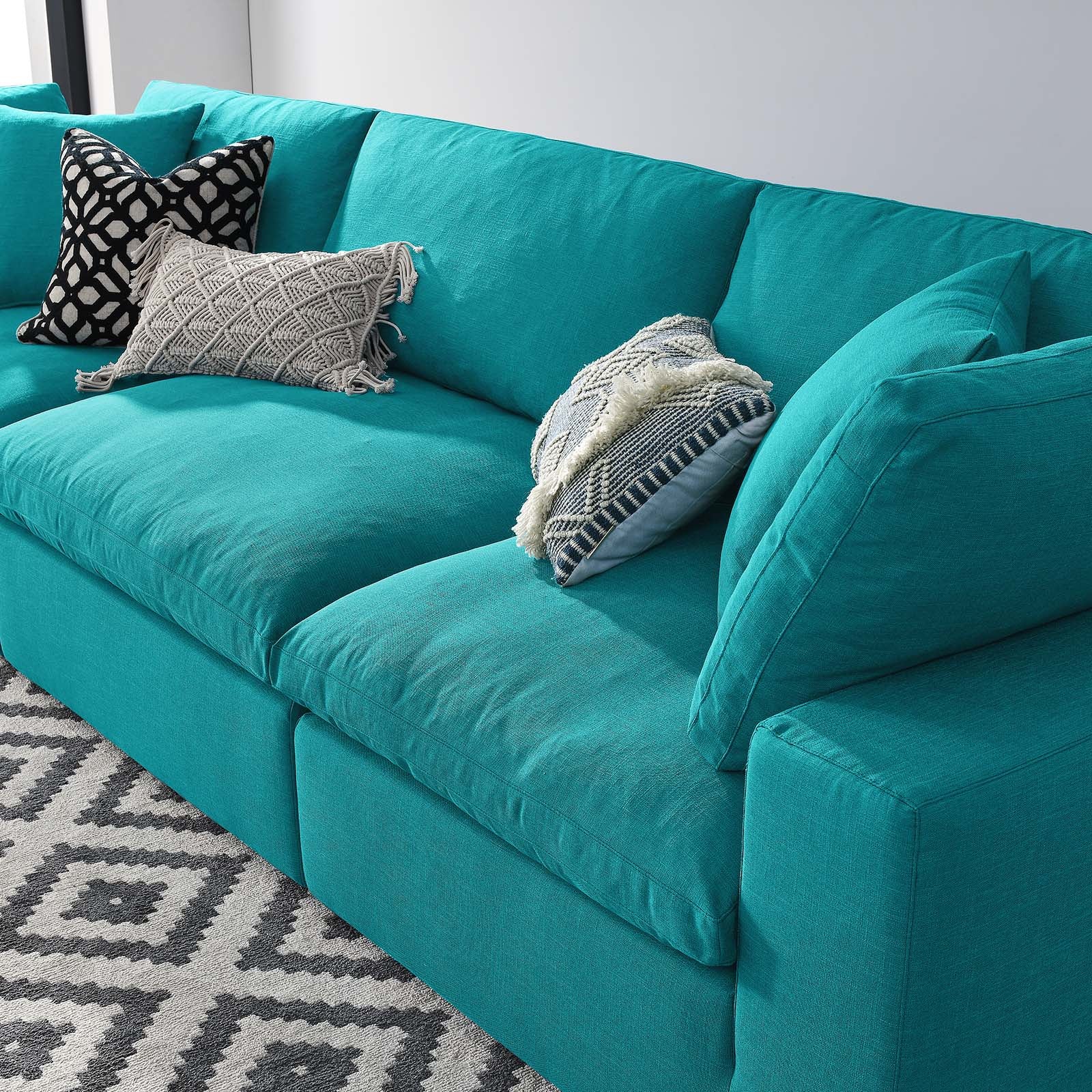 Modway Sectional Sofas - Commix Down Filled Overstuffed 3 Piece Sectional Sofa Set Teal