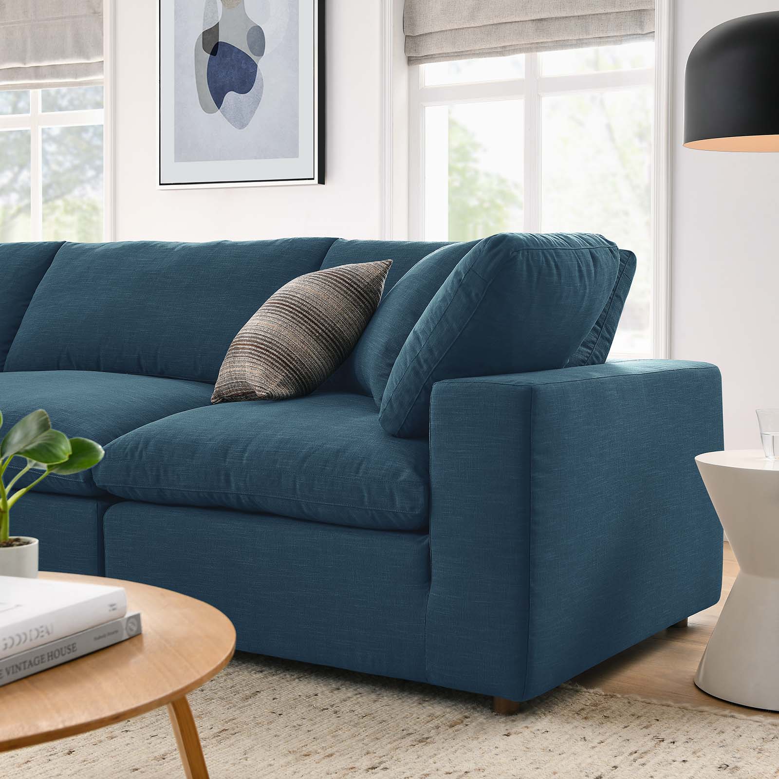 Modway Sectional Sofas - Commix Down Filled Overstuffed Reversible Sectional Sofa Azure