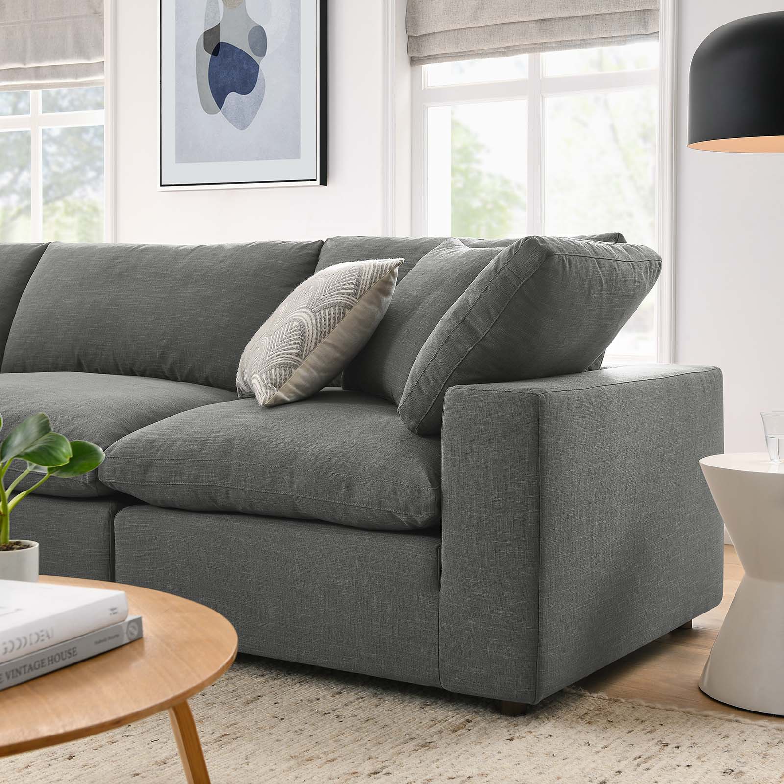 Modway Sectional Sofas - Commix Down Filled Overstuffed Reversible Sectional Sofa Gray