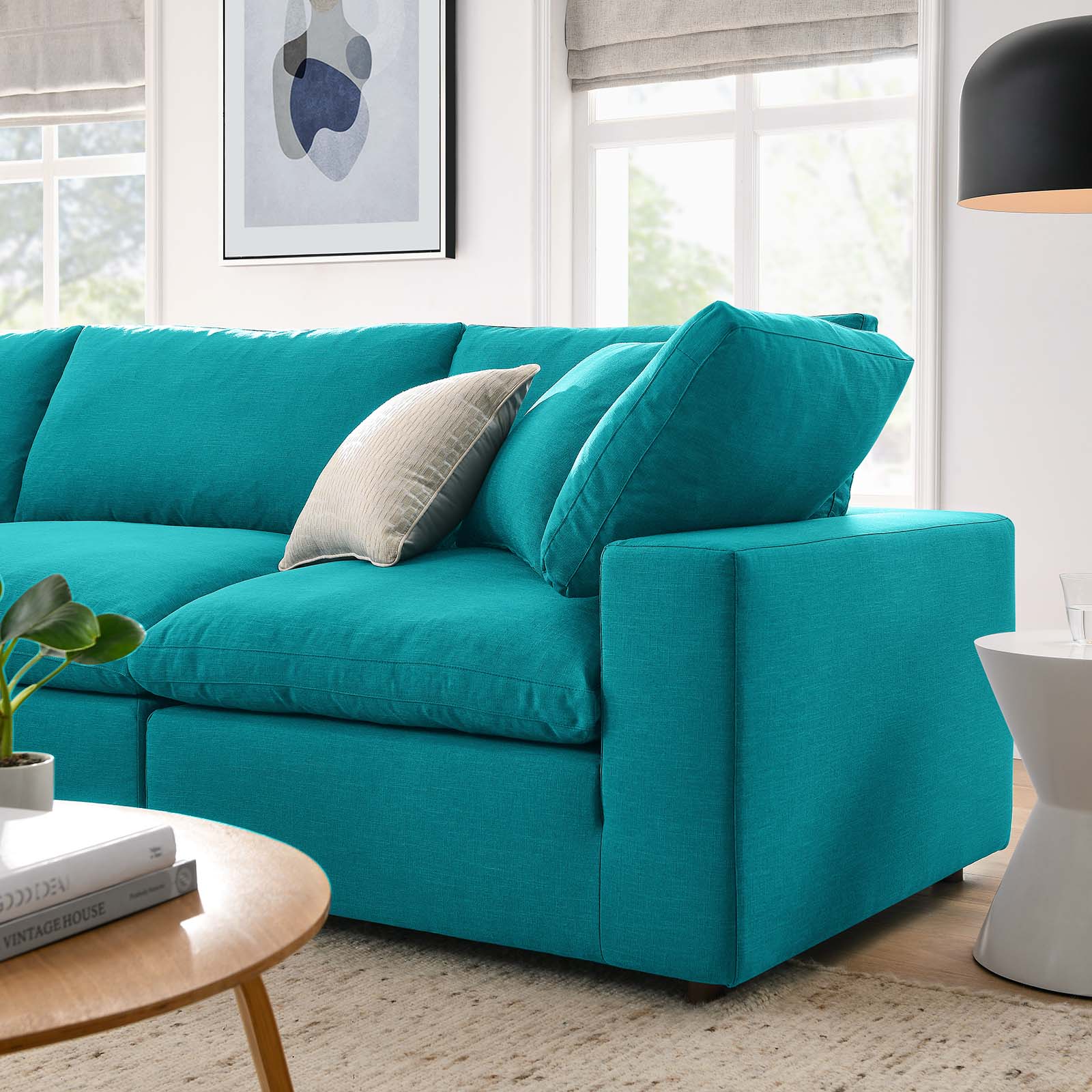 Modway Sectional Sofas - Commix Down Filled Overstuffed Reversible Sectional Sofa Teal