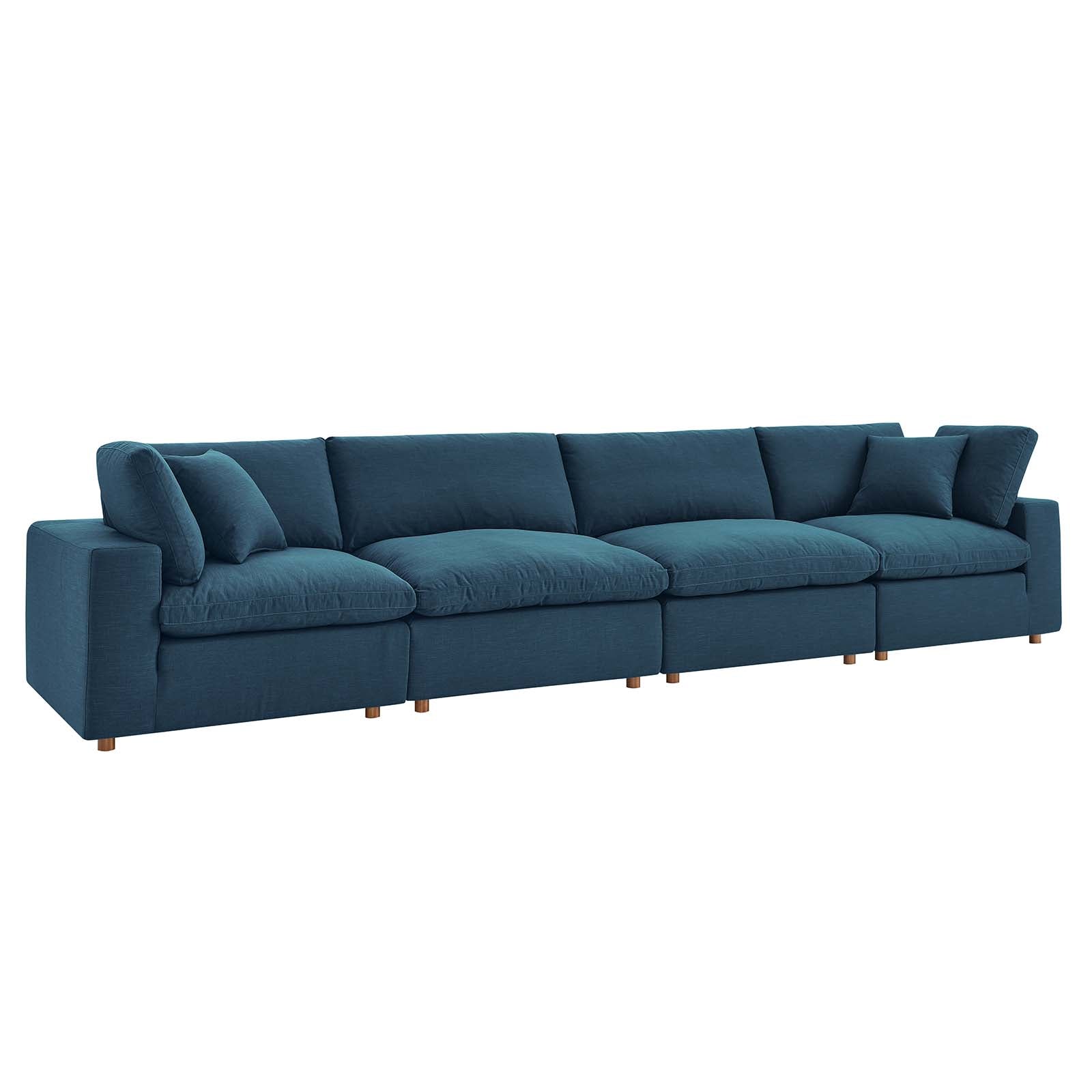 Modway Sectional Sofas - Commix Down Filled Overstuffed 4 Piece Sectional Sofa Set Azure