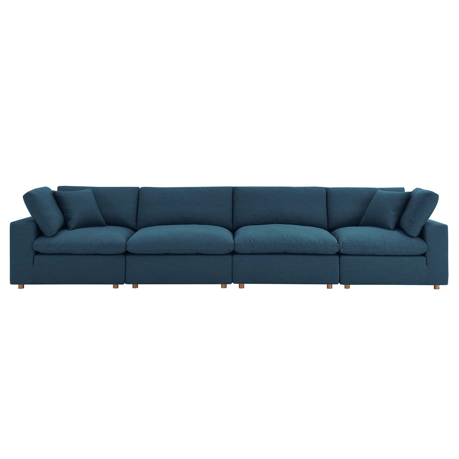 Modway Sectional Sofas - Commix Down Filled Overstuffed 4 Piece Sectional Sofa Set Azure